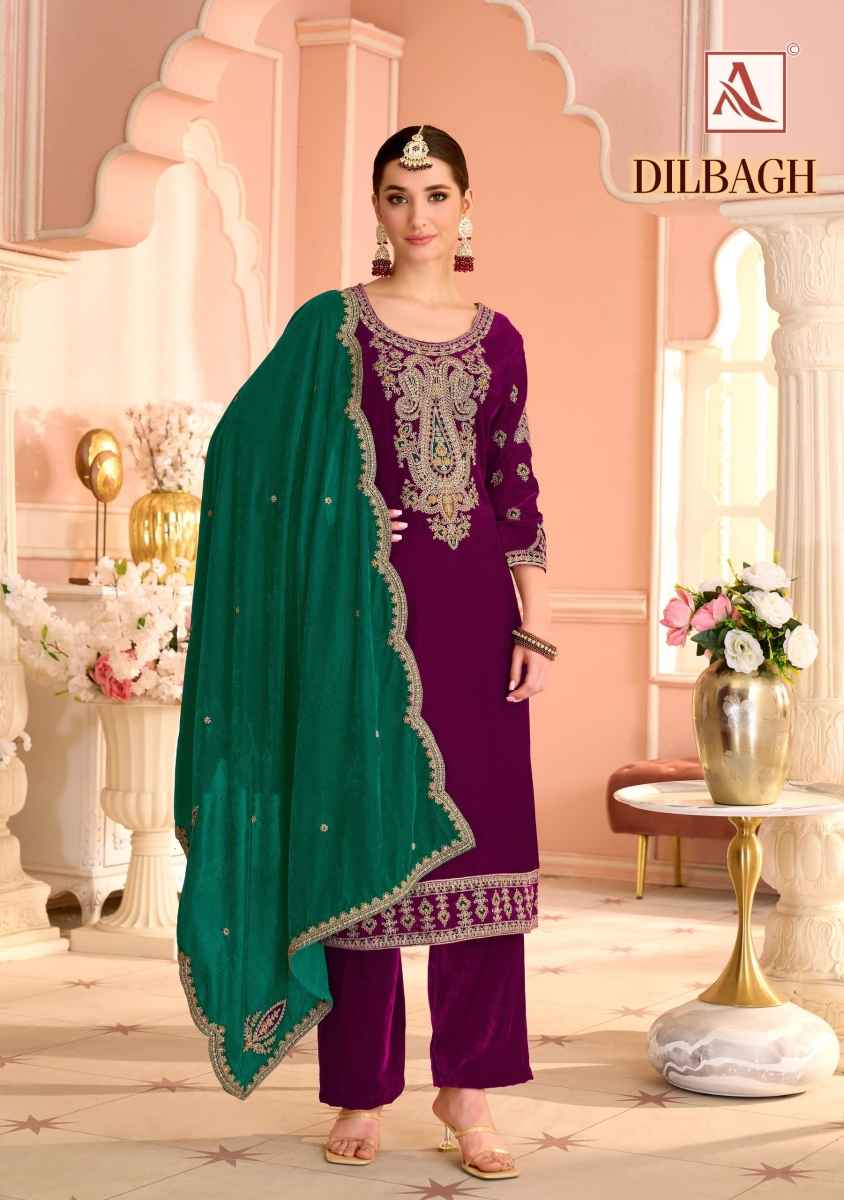 Alok Dilbagh Velvet Dress Material 4 pcs Catalogue