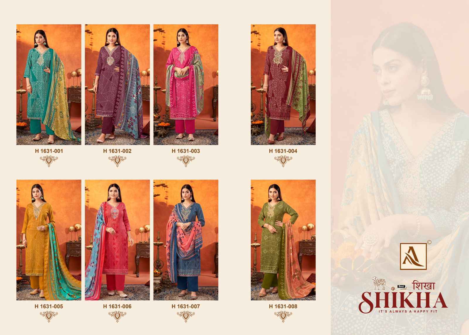 Alok Shikha Woolen Pashmina Dress Material 8 Pc Catalogue