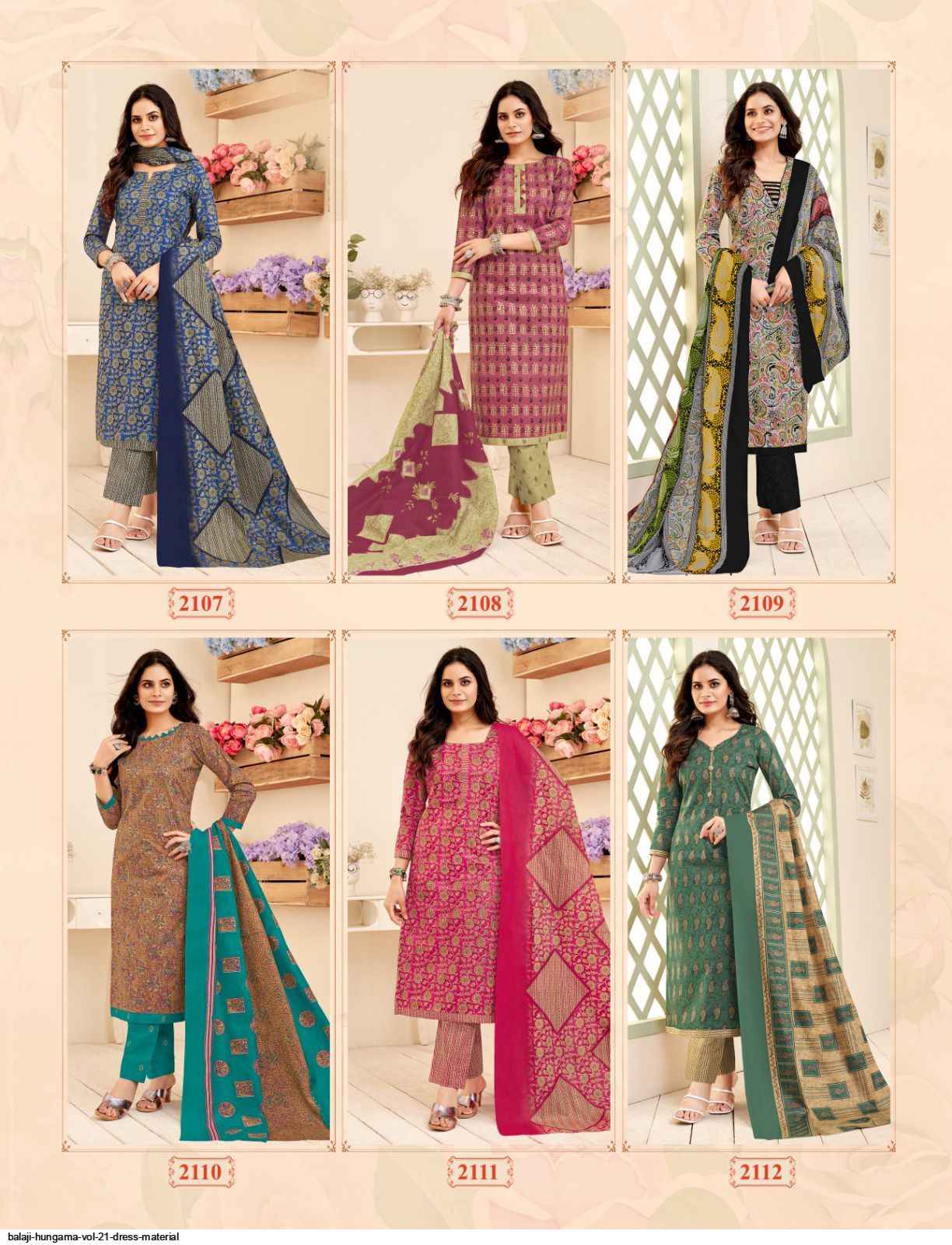 Balaji Hangama Vol 21 Cotton Dress Material 12 pcs Catalogue