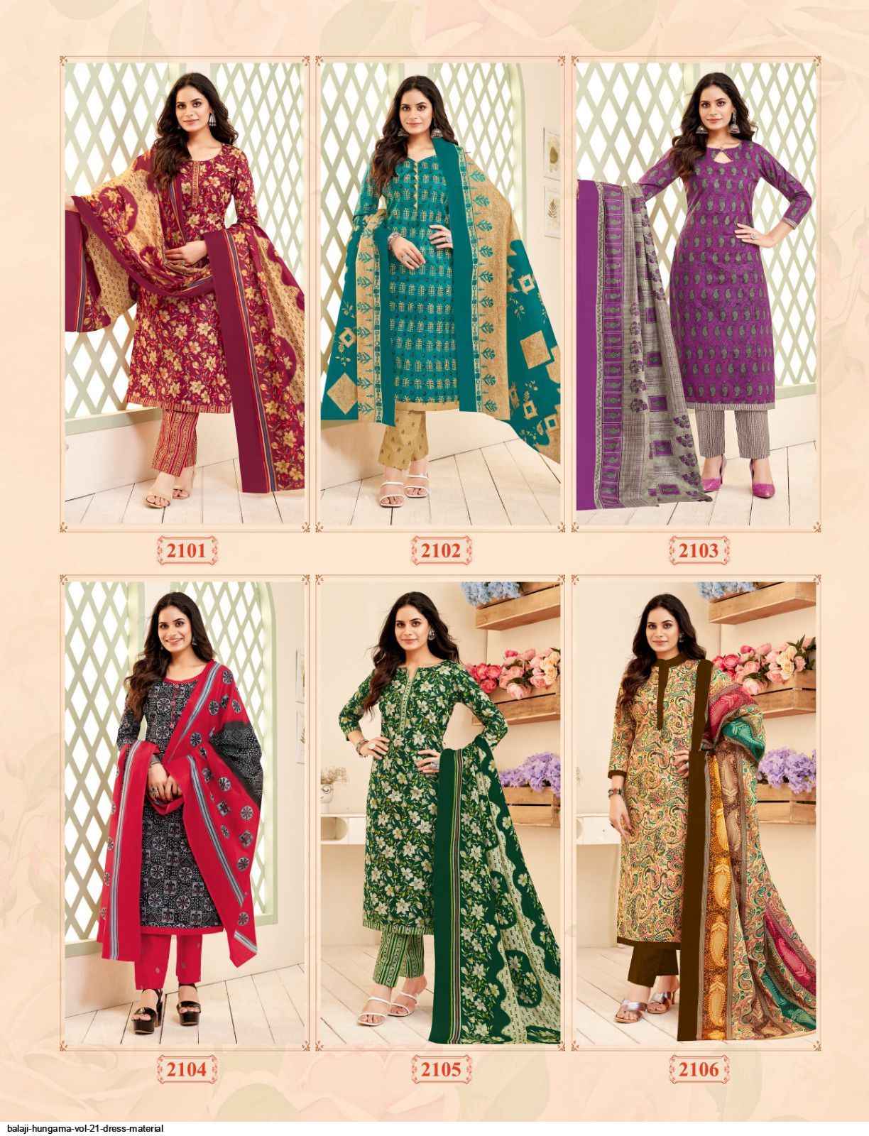 Balaji Hangama Vol 21 Cotton Dress Material 12 pcs Catalogue