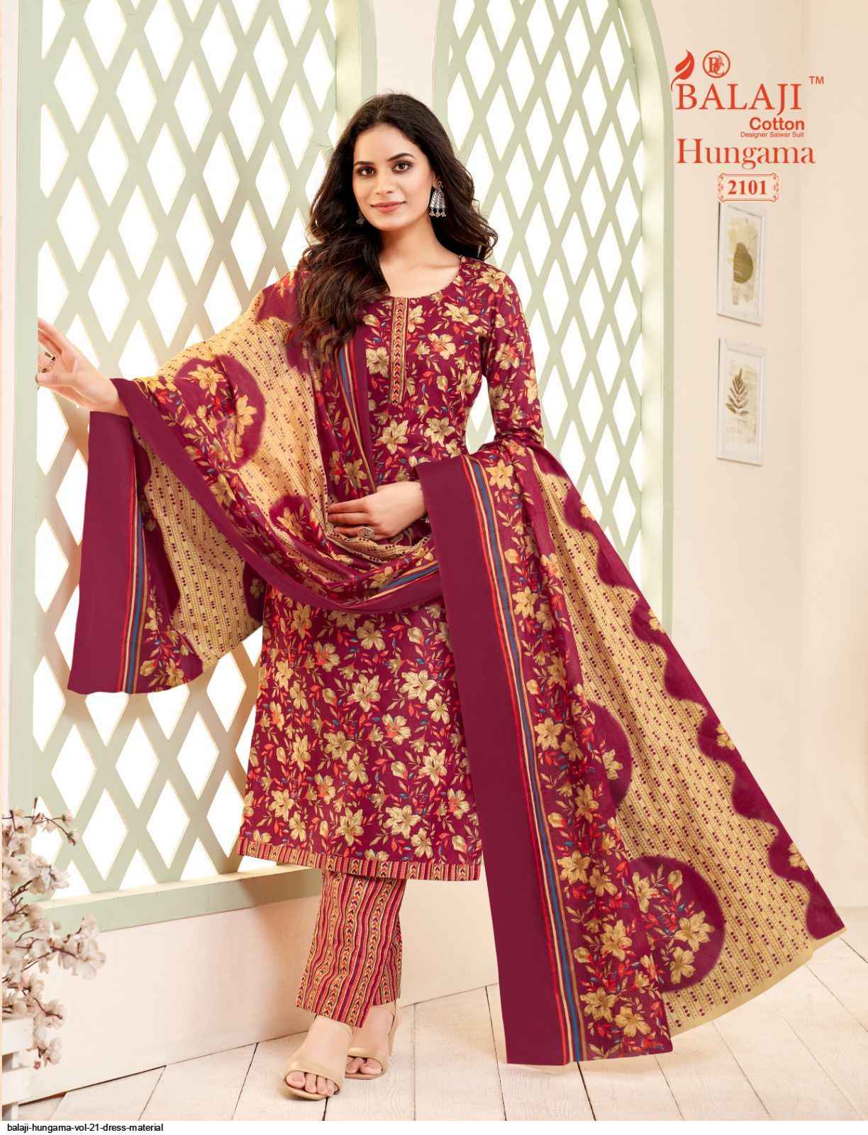 Balaji Hangama Vol 21 Cotton Dress Material 12 pcs Catalogue