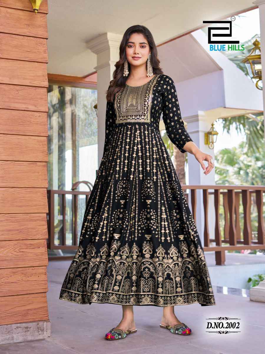 Blue Hills Pushpa 2 Rayon Anarkali Gown 8 pcs Catalogue