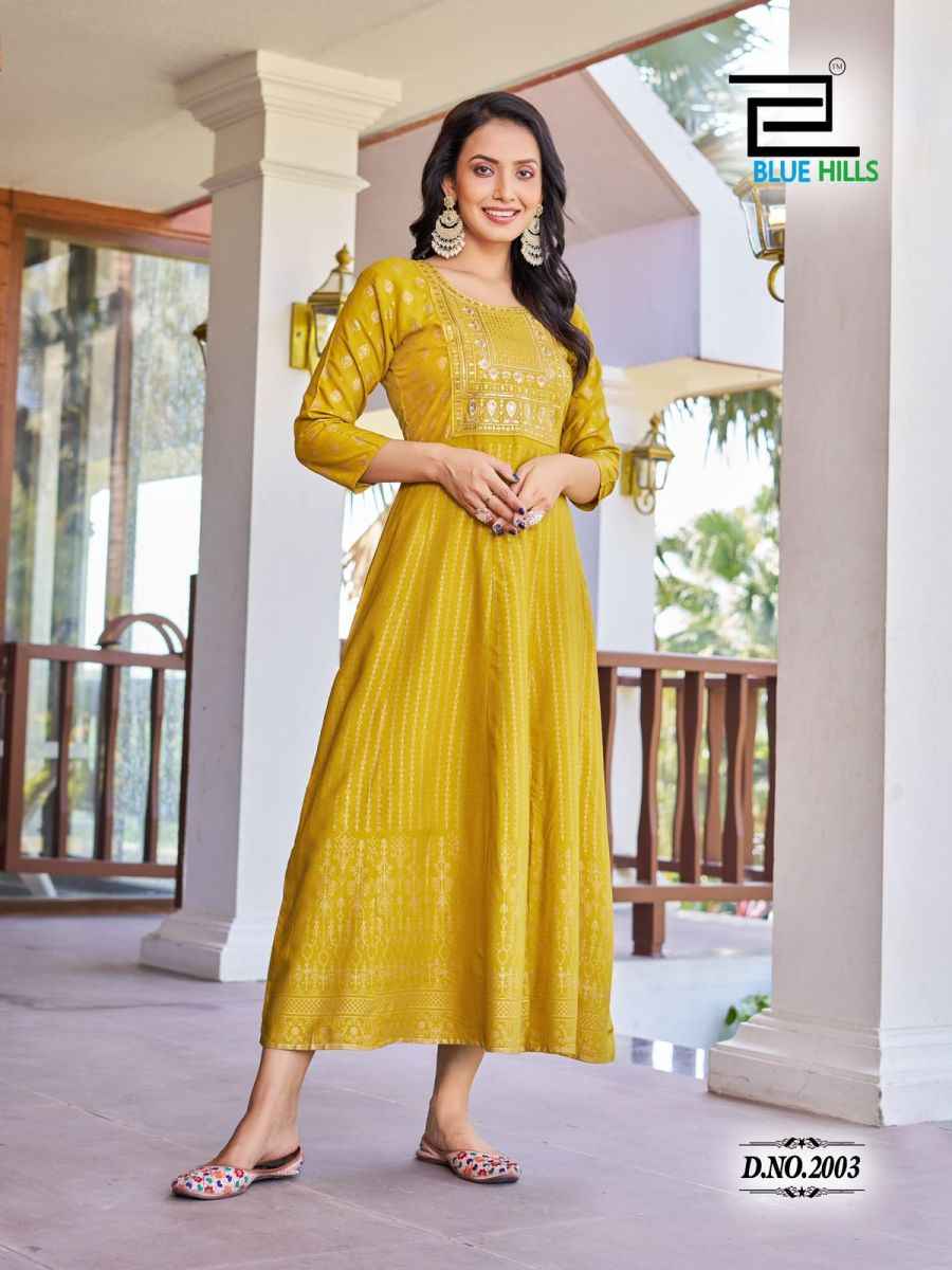 Blue Hills Pushpa 2 Rayon Anarkali Gown 8 pcs Catalogue