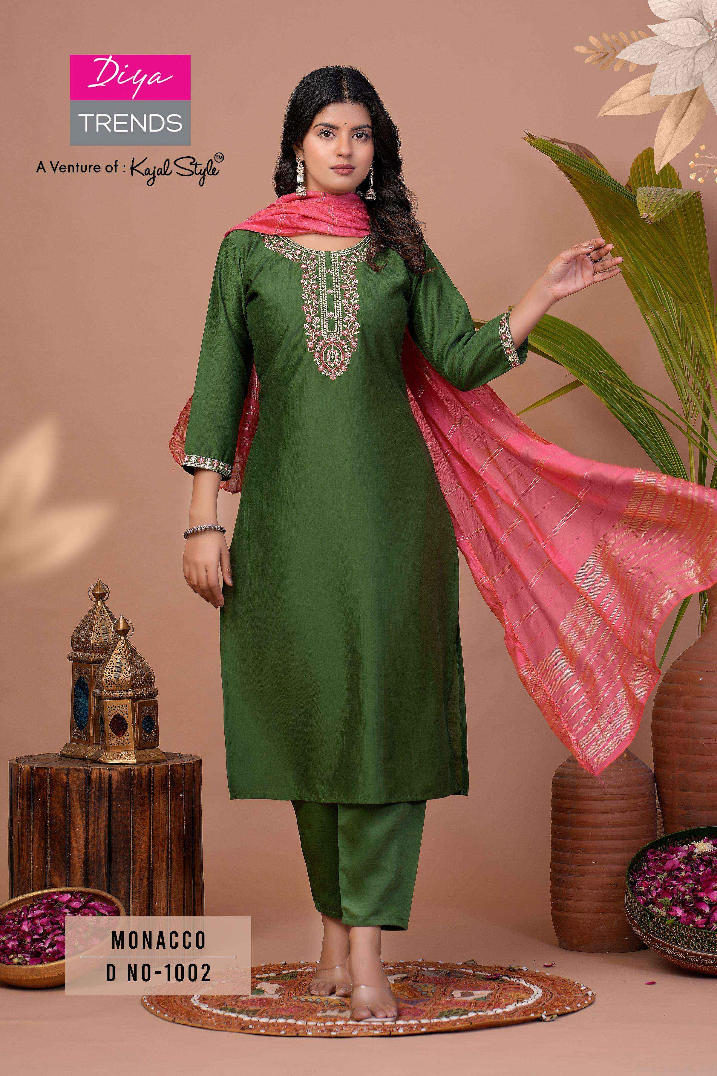 Diya Trends Monacco Vol 1 Silk Kurti Combo 8 pcs Catalogue