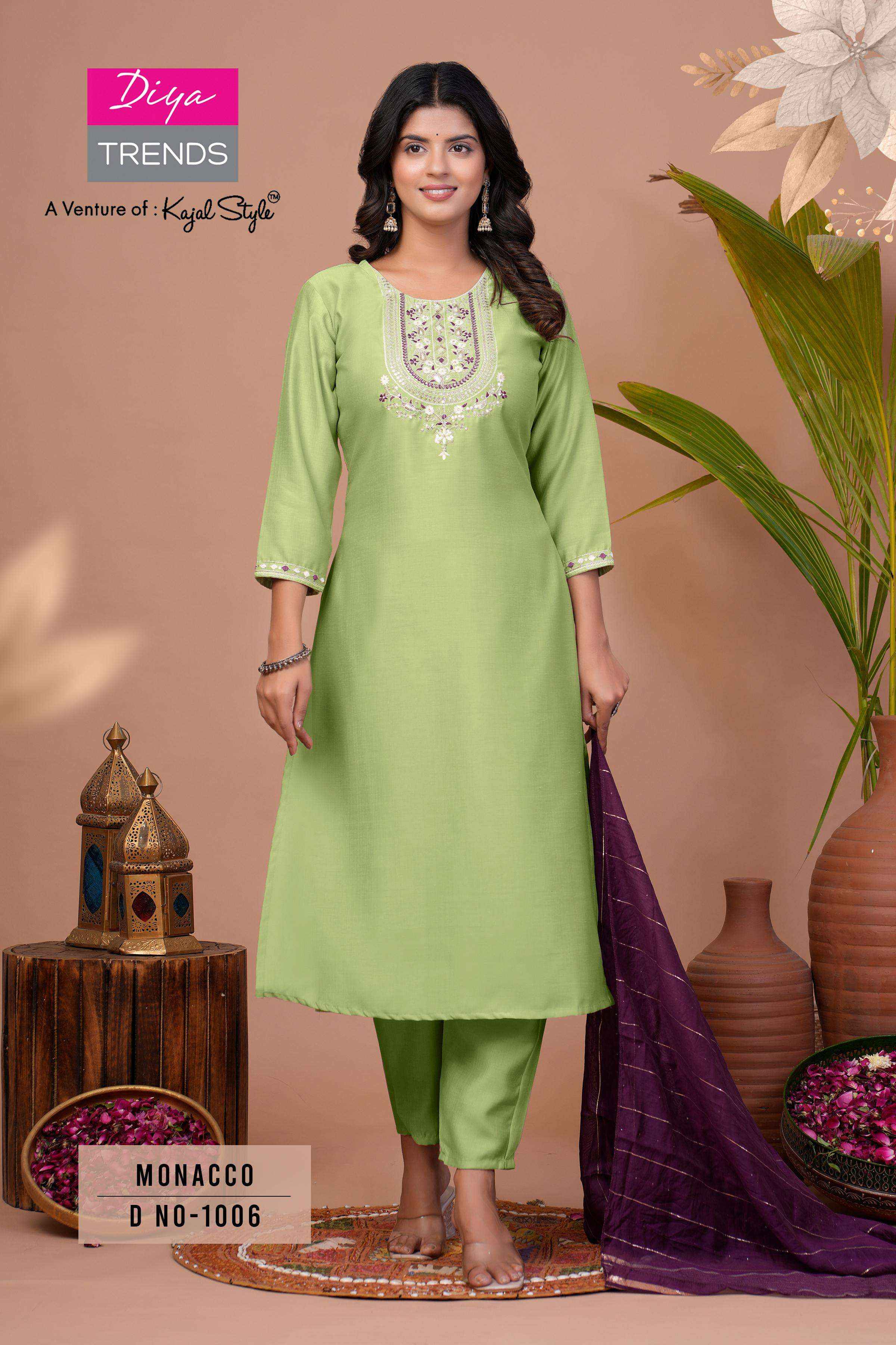 Diya Trends Monacco Vol 1 Silk Kurti Combo 8 pcs Catalogue