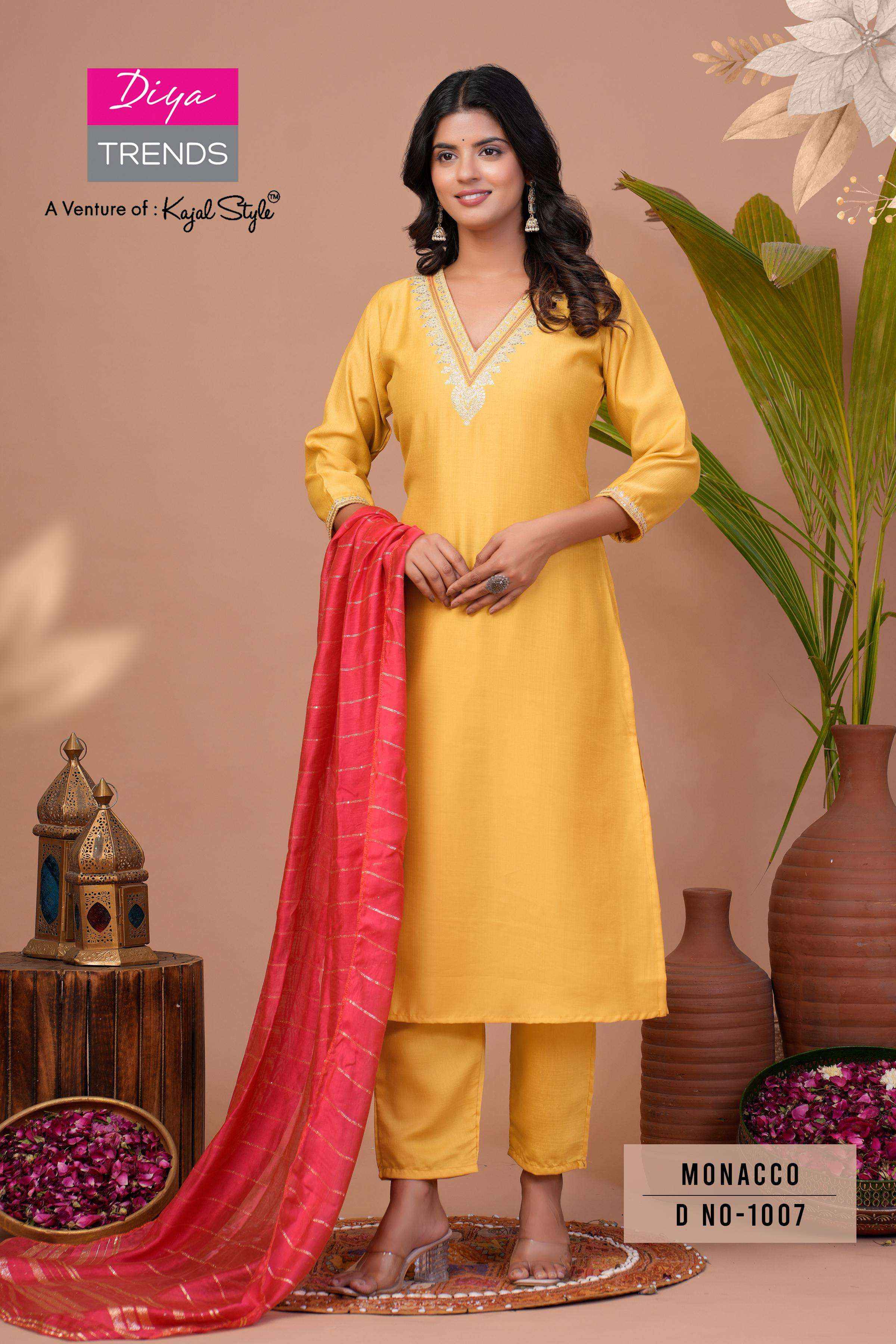 Diya Trends Monacco Vol 1 Silk Kurti Combo 8 pcs Catalogue