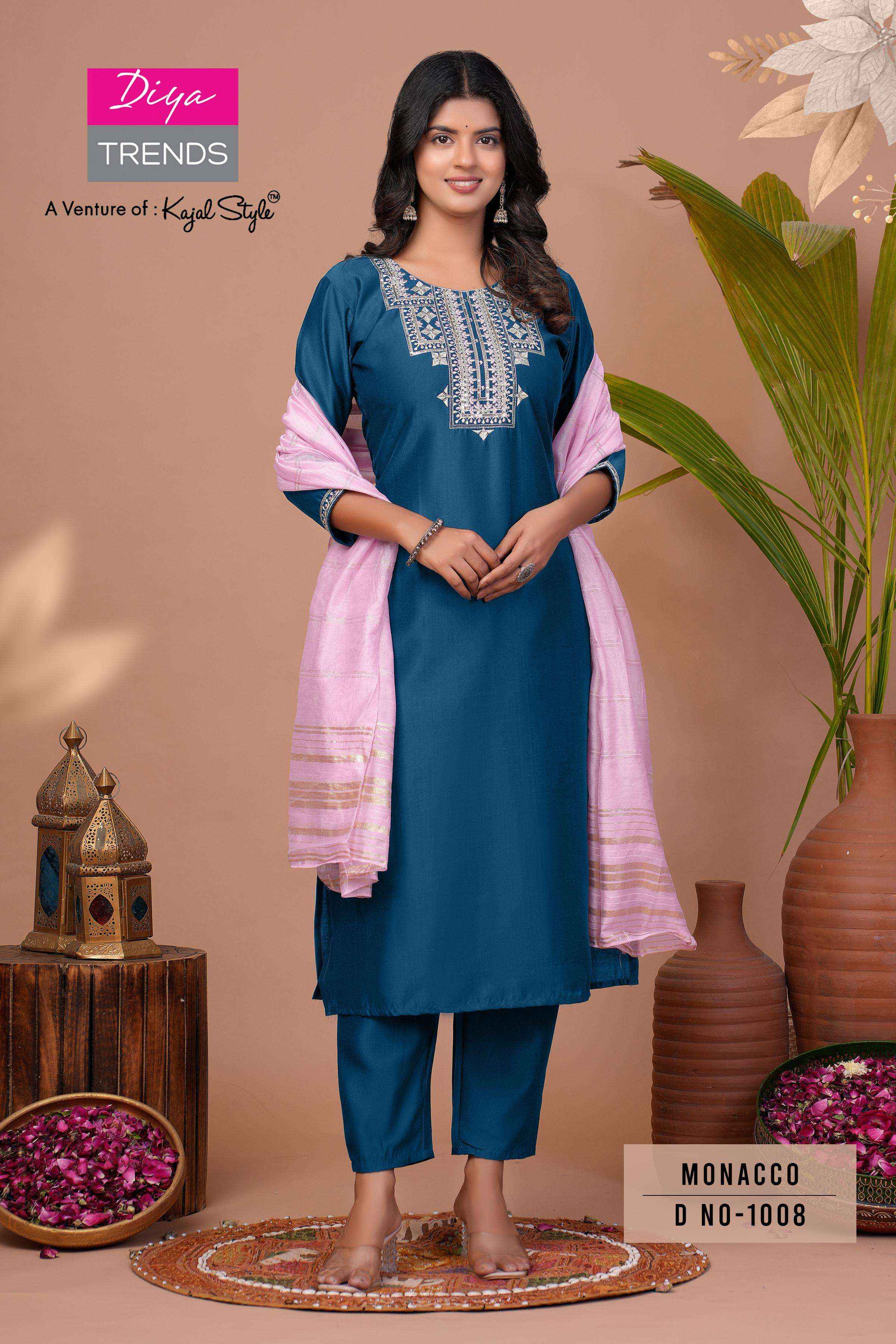Diya Trends Monacco Vol 1 Silk Kurti Combo 8 pcs Catalogue
