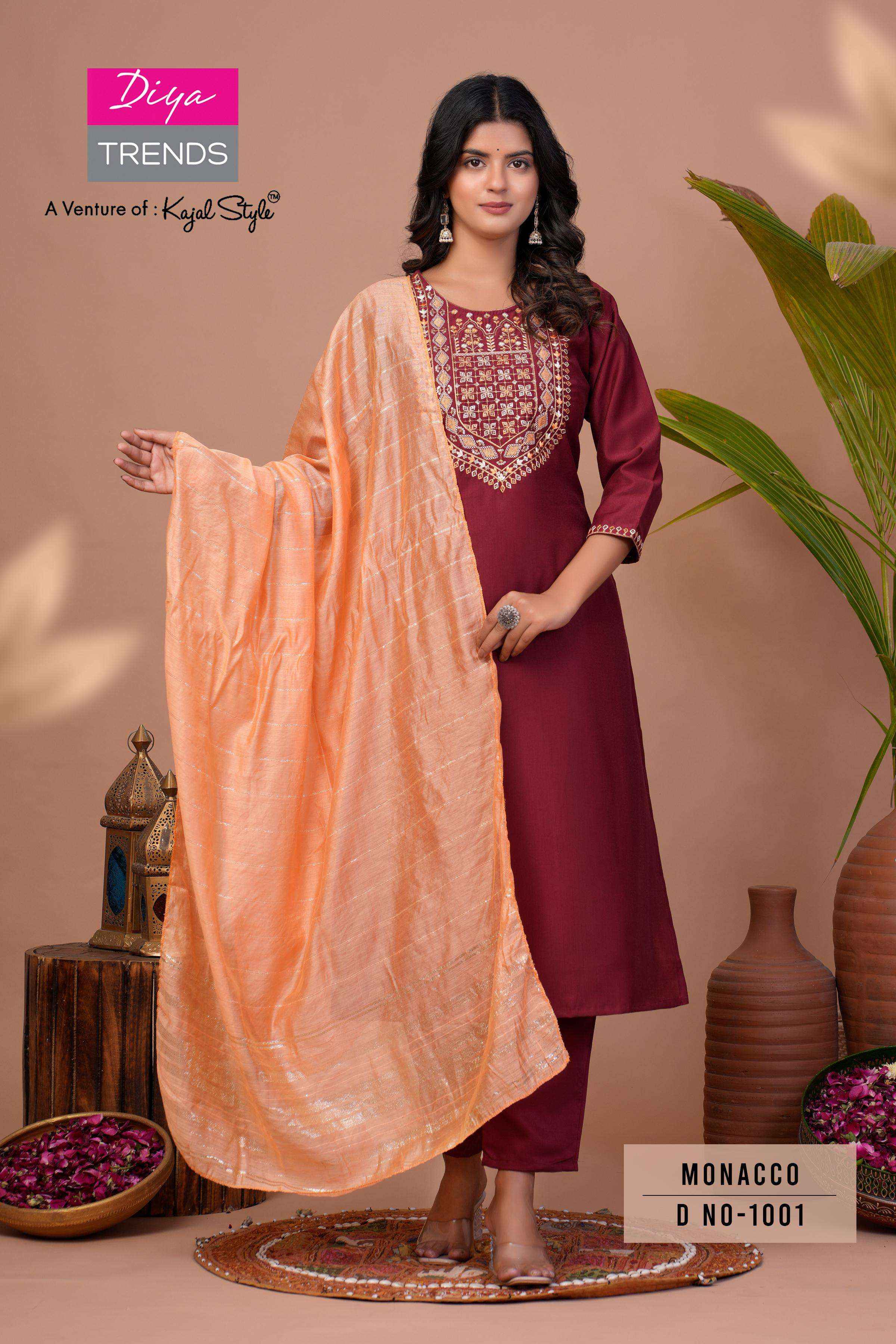 Diya Trends Monacco Vol 1 Silk Kurti Combo 8 pcs Catalogue