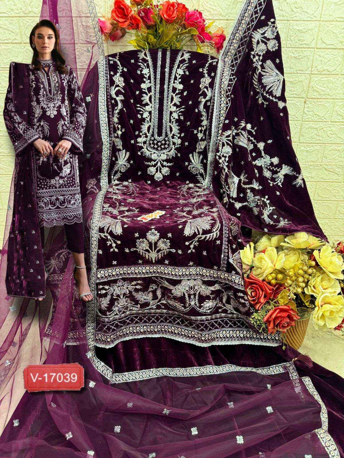 Fepic Rosemeen C 17039 Velvet Dress Material 3 pcs Catalogue