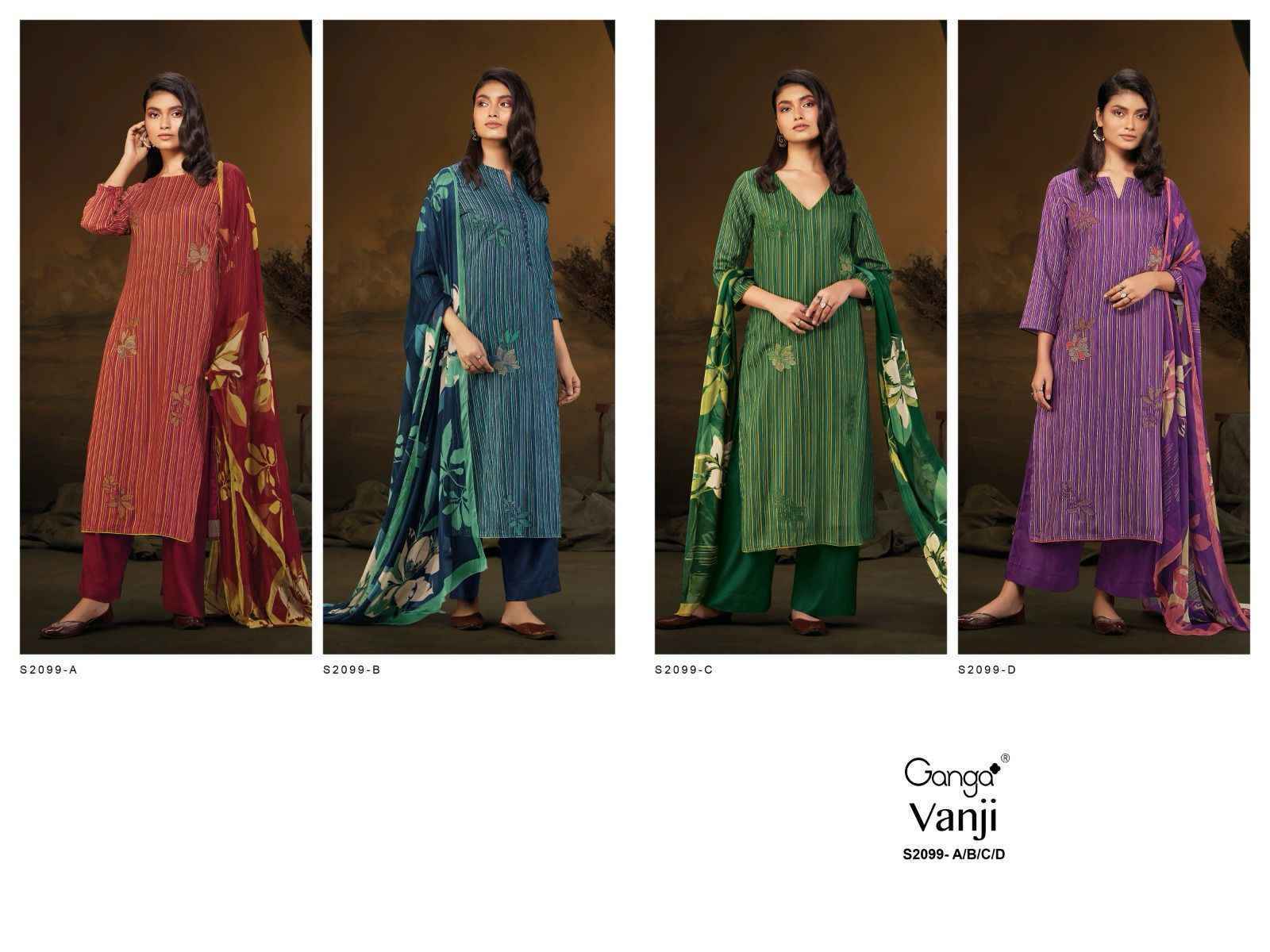 Ganga Vanji-2099 Pashmina Dress Material 4 Pc Catalog