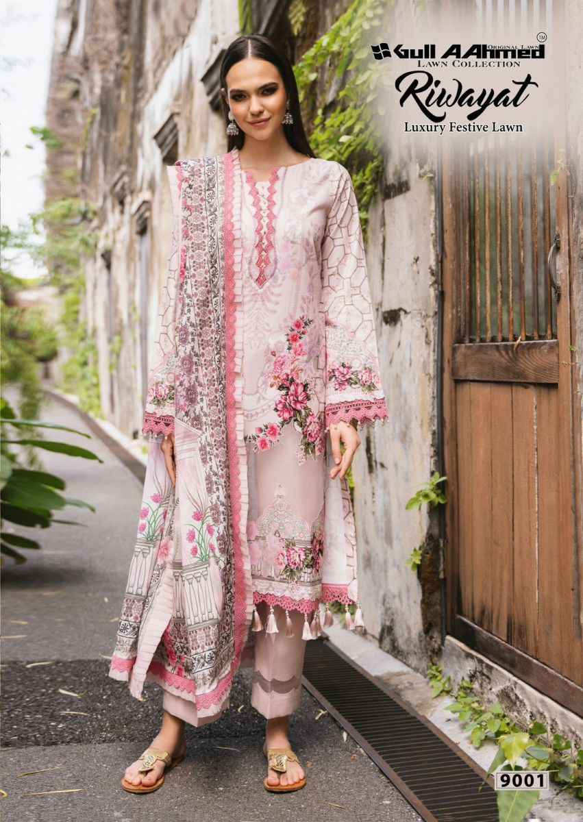 Gull Aahmed Riwayat Vol 9 Lawn Cotton Dress Material 6 pcs Catalogue