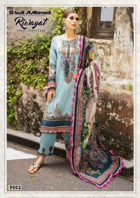Gull Aahmed Riwayat Vol 9 Lawn Cotton Dress Material 6 pcs Catalogue
