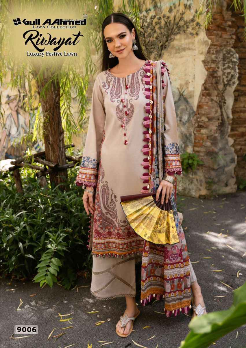 Gull Aahmed Riwayat Vol 9 Lawn Cotton Dress Material 6 pcs Catalogue