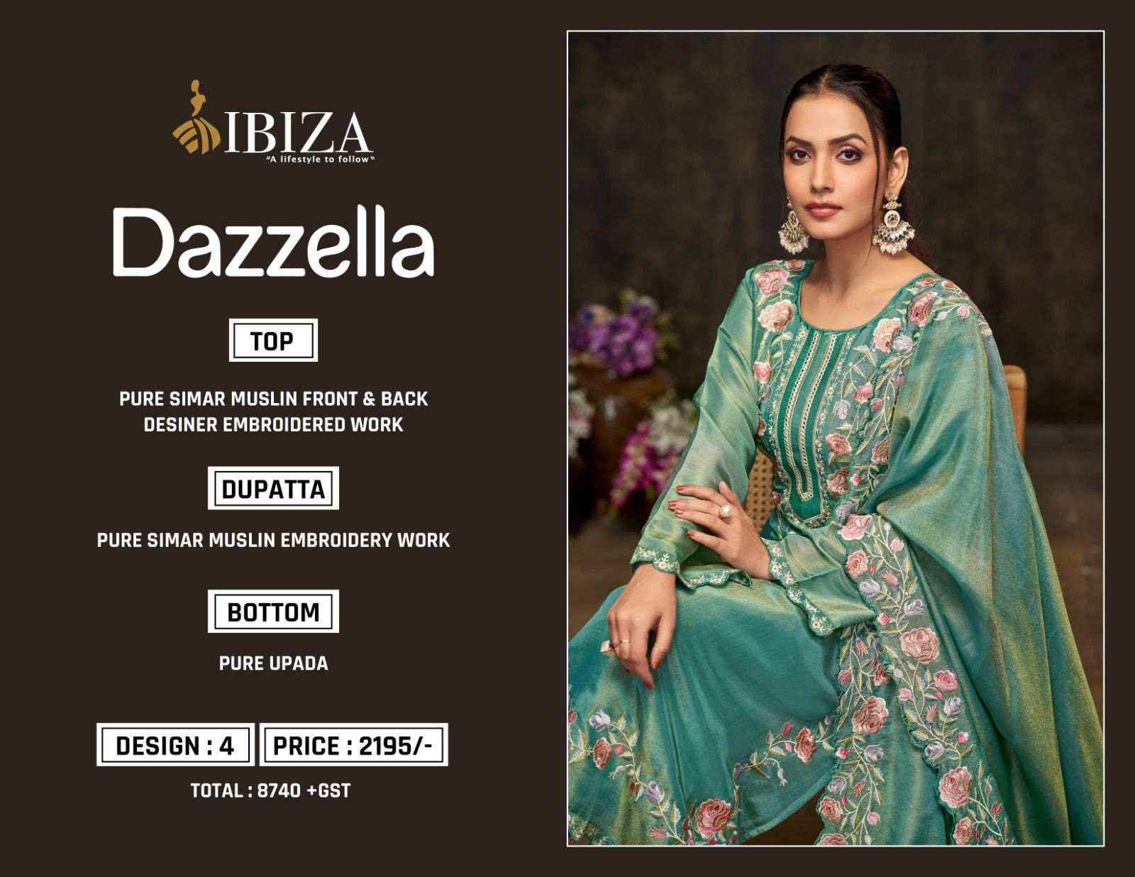 Ibiza Dazzella Muslin Dress Material 4 pcs Catalogue