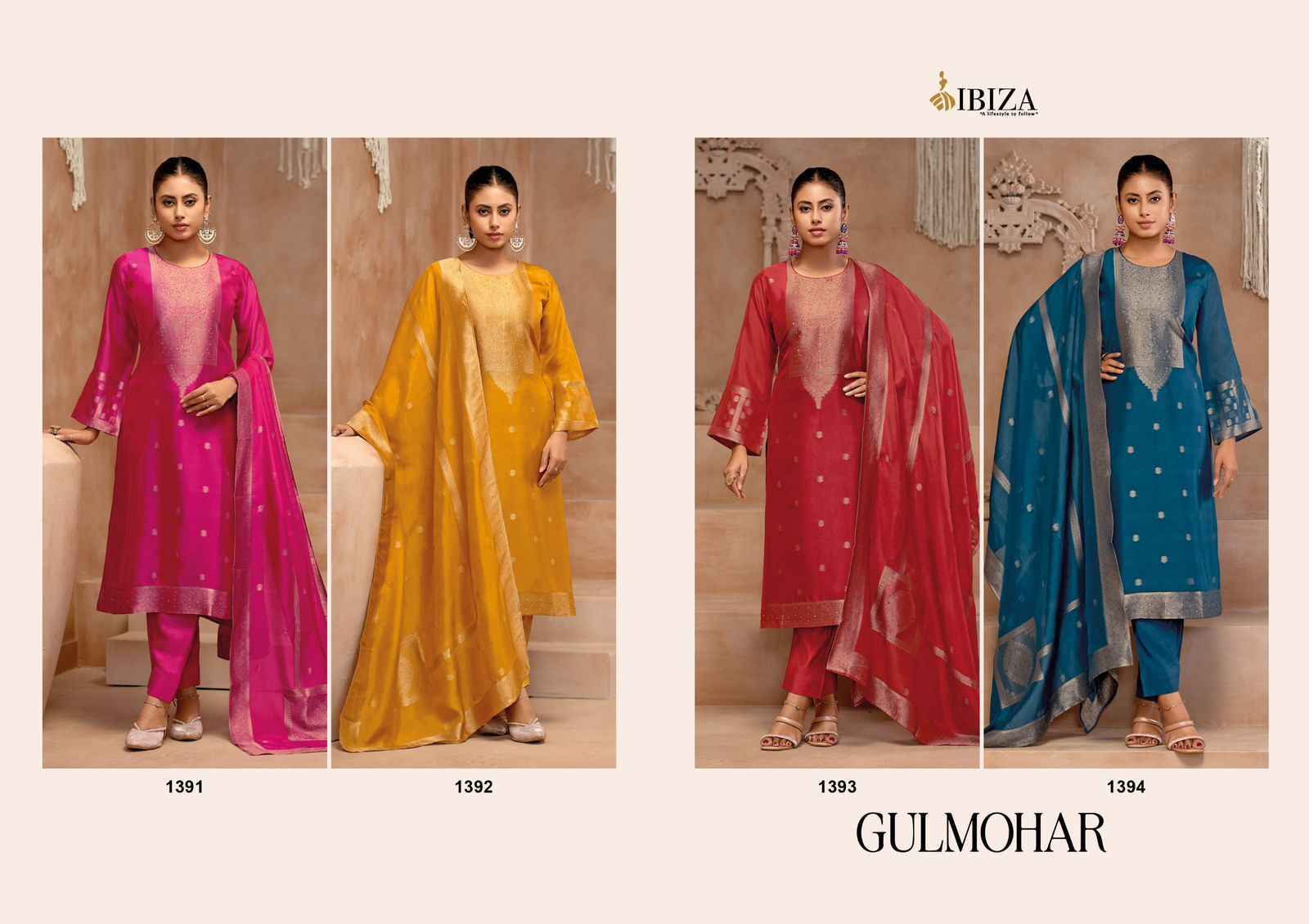 Ibiza Gulmohar Banglory Silk Dress Material 4 pcs Catalogue