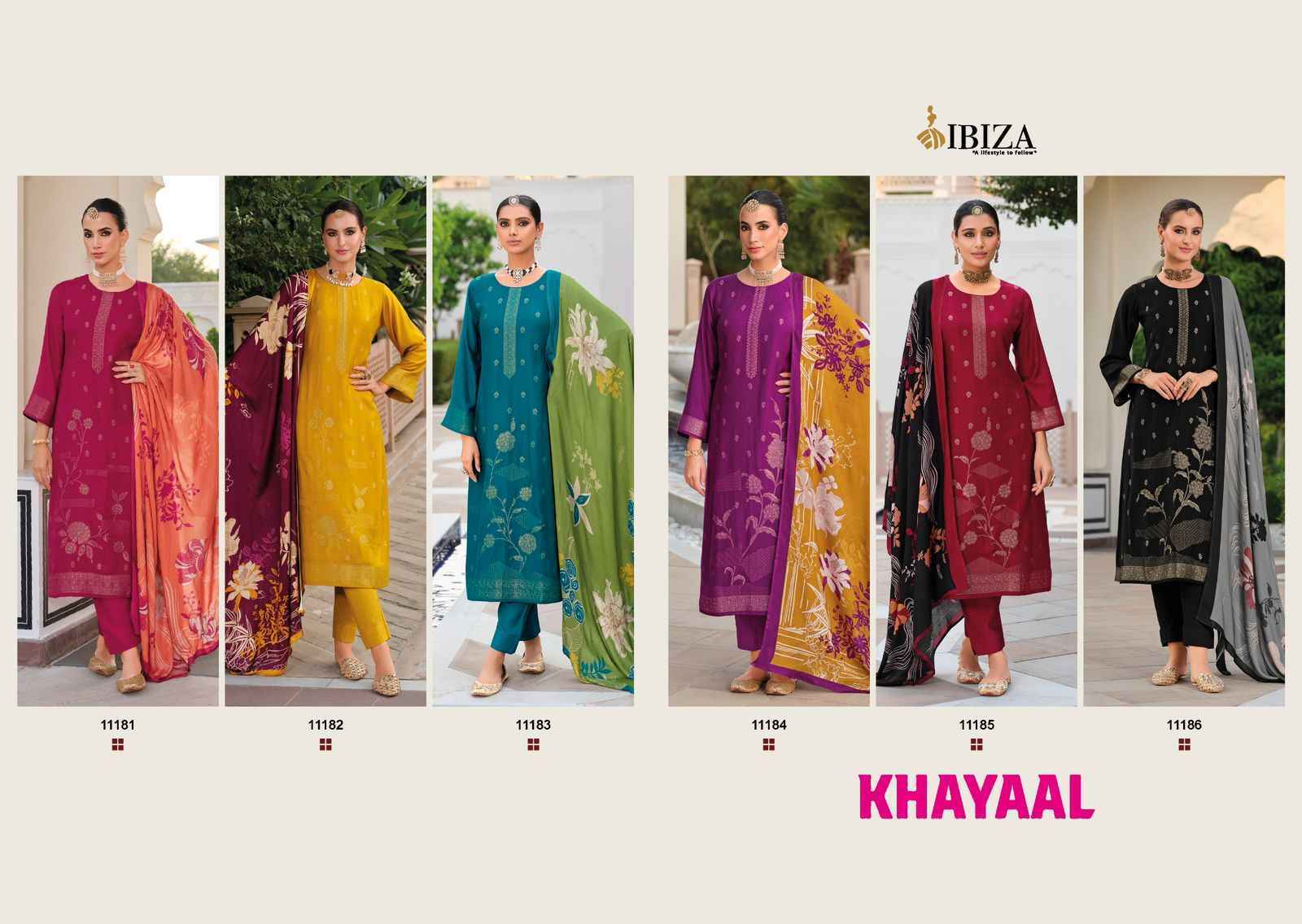Ibiza Khayaal Viscouse Pashmina Dress Material 6 pcs Catalogue