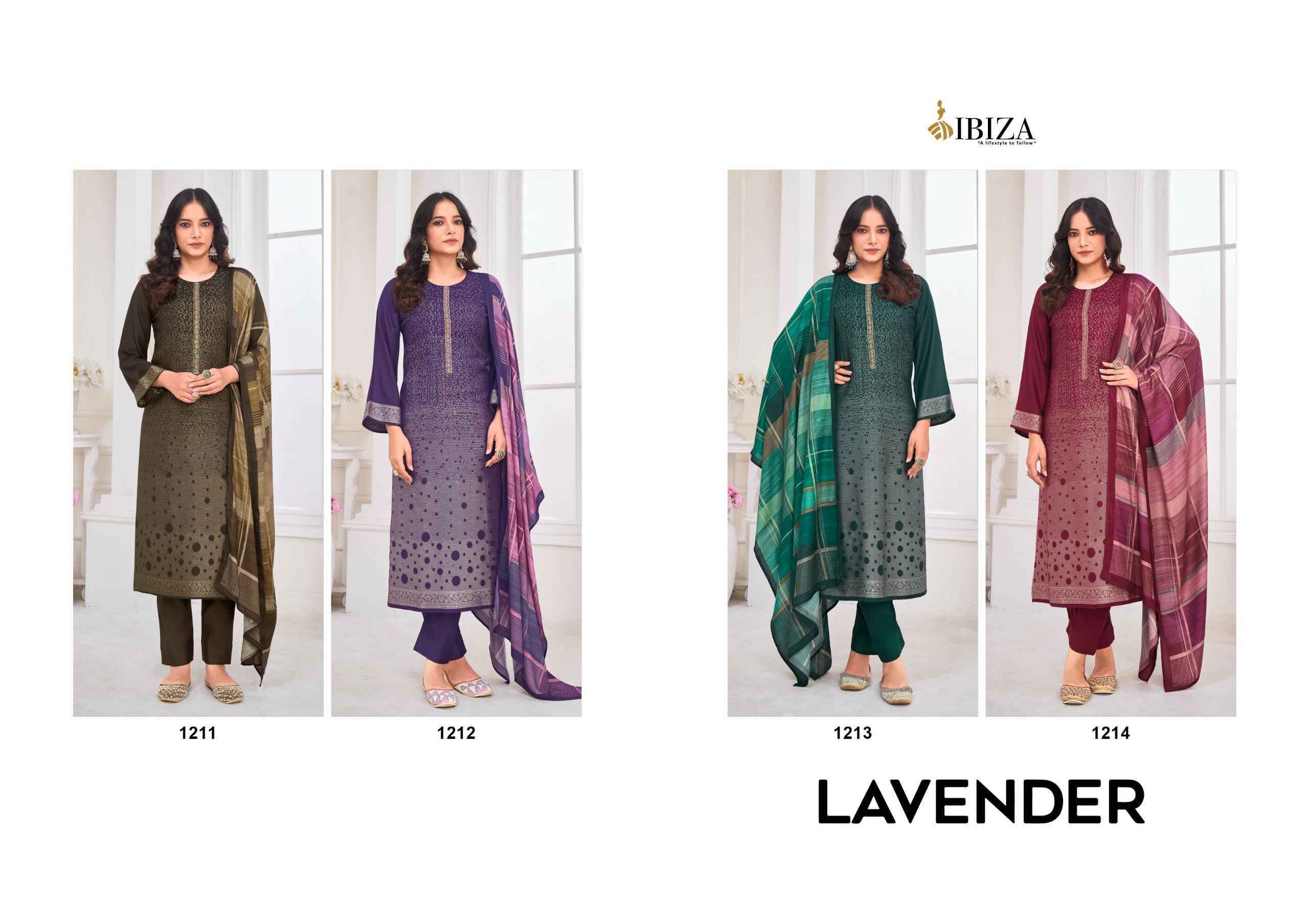 Ibiza Lavender Viscouse Pashmina Dress Material 4 pcs Catalogue