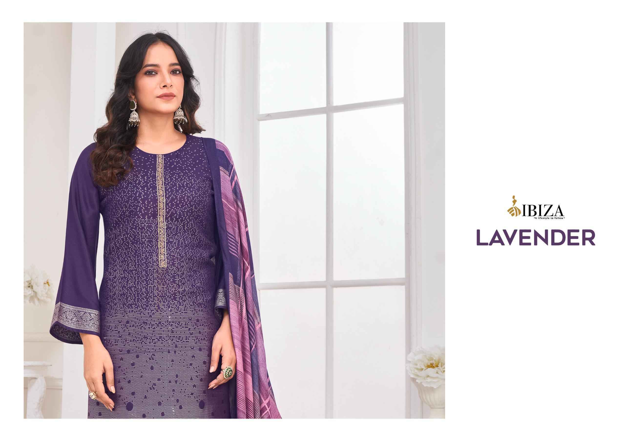 Ibiza Lavender Viscouse Pashmina Dress Material 4 pcs Catalogue