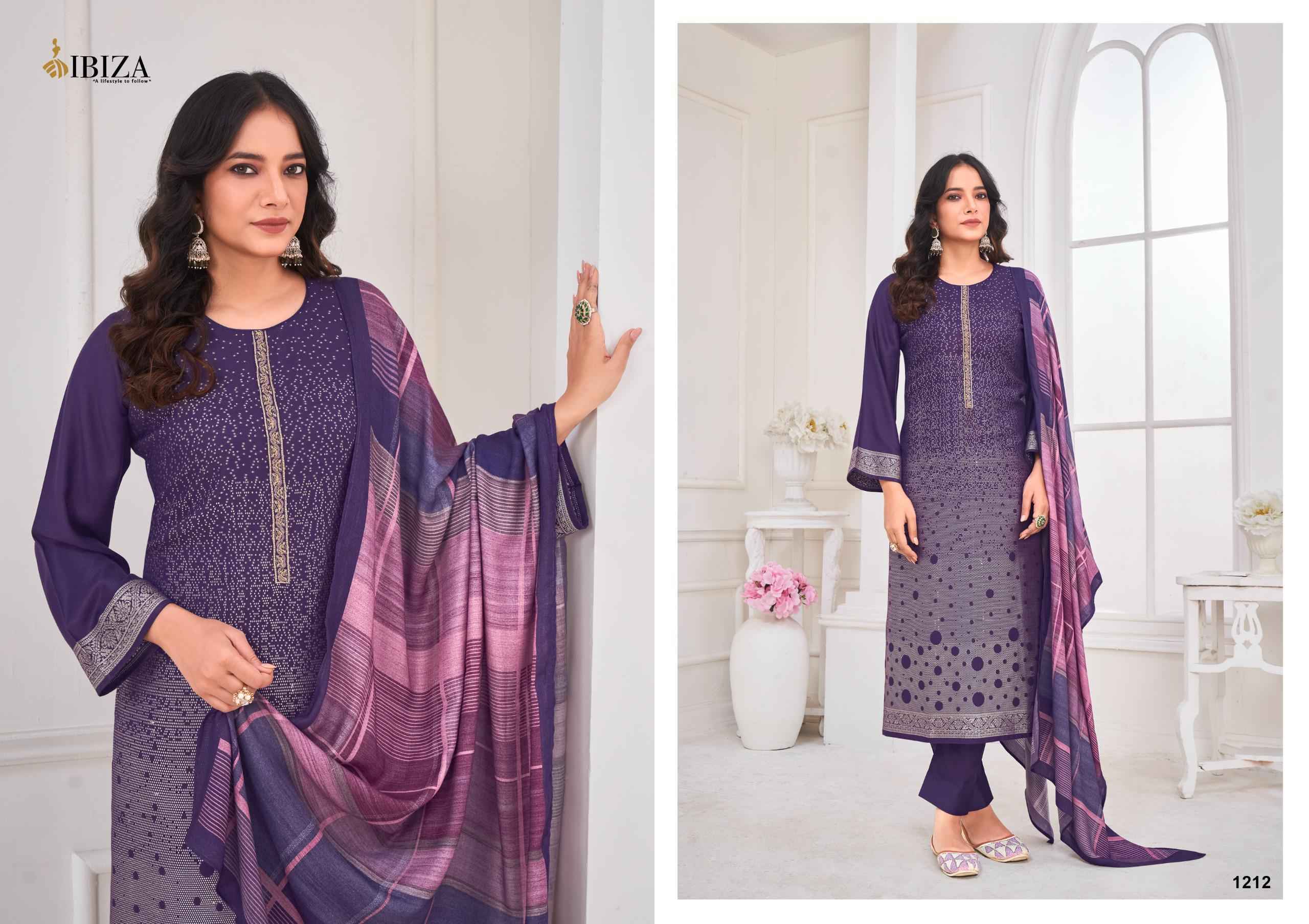 Ibiza Lavender Viscouse Pashmina Dress Material 4 pcs Catalogue