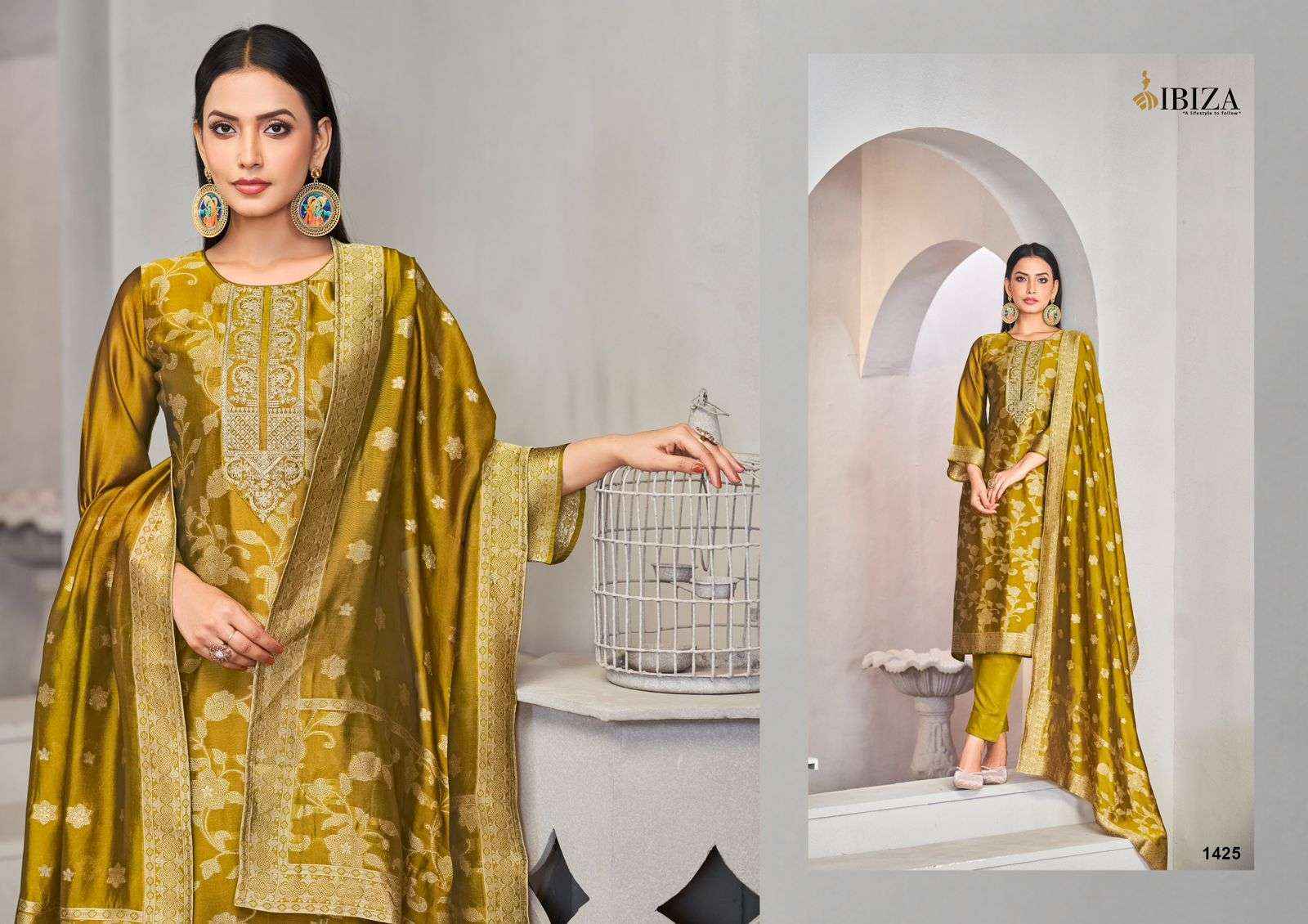 Ibiza Rija Silk Jacquard Dress Material 4 pcs Catalogue
