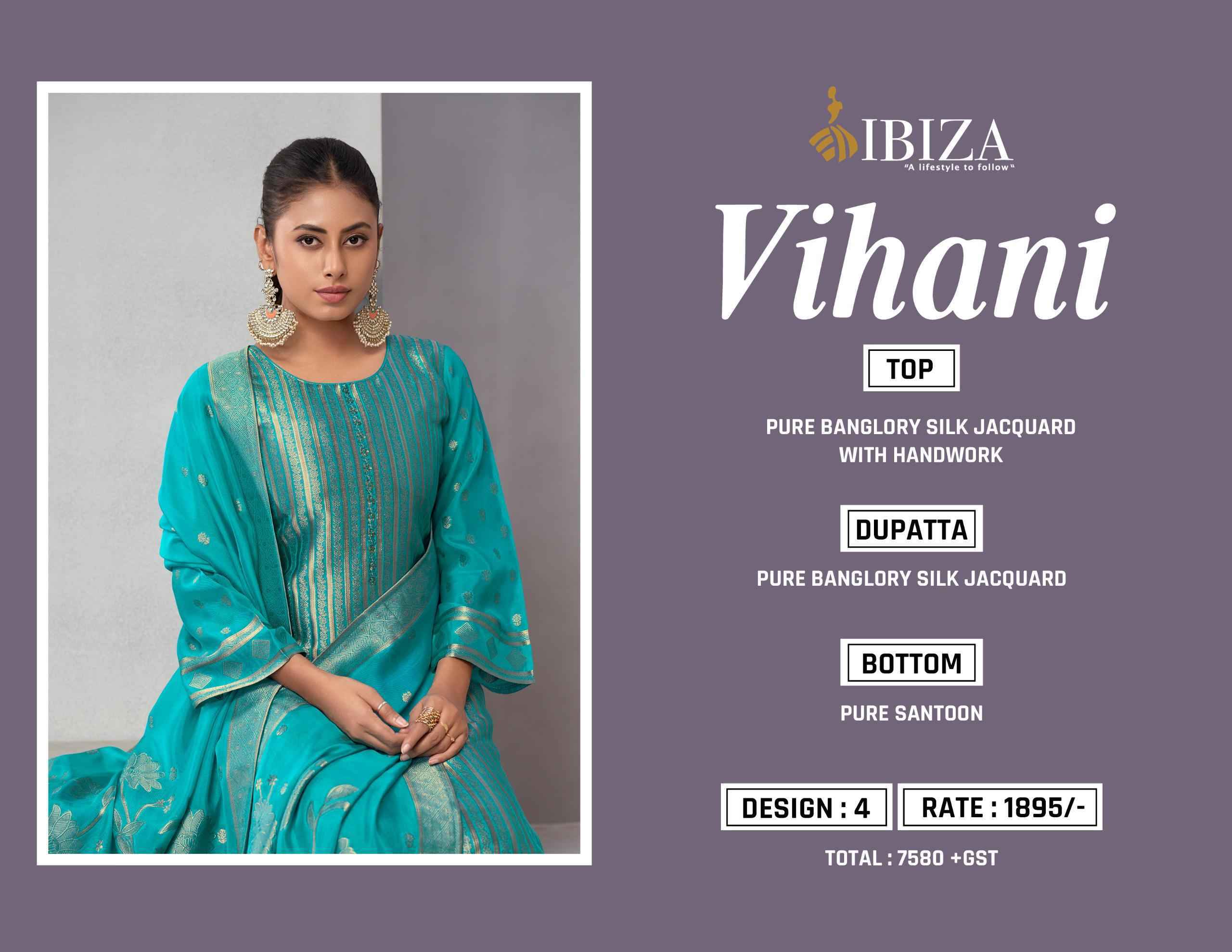 Ibiza Vihani Banglory Silk Dress Material 4 pcs Catalogue