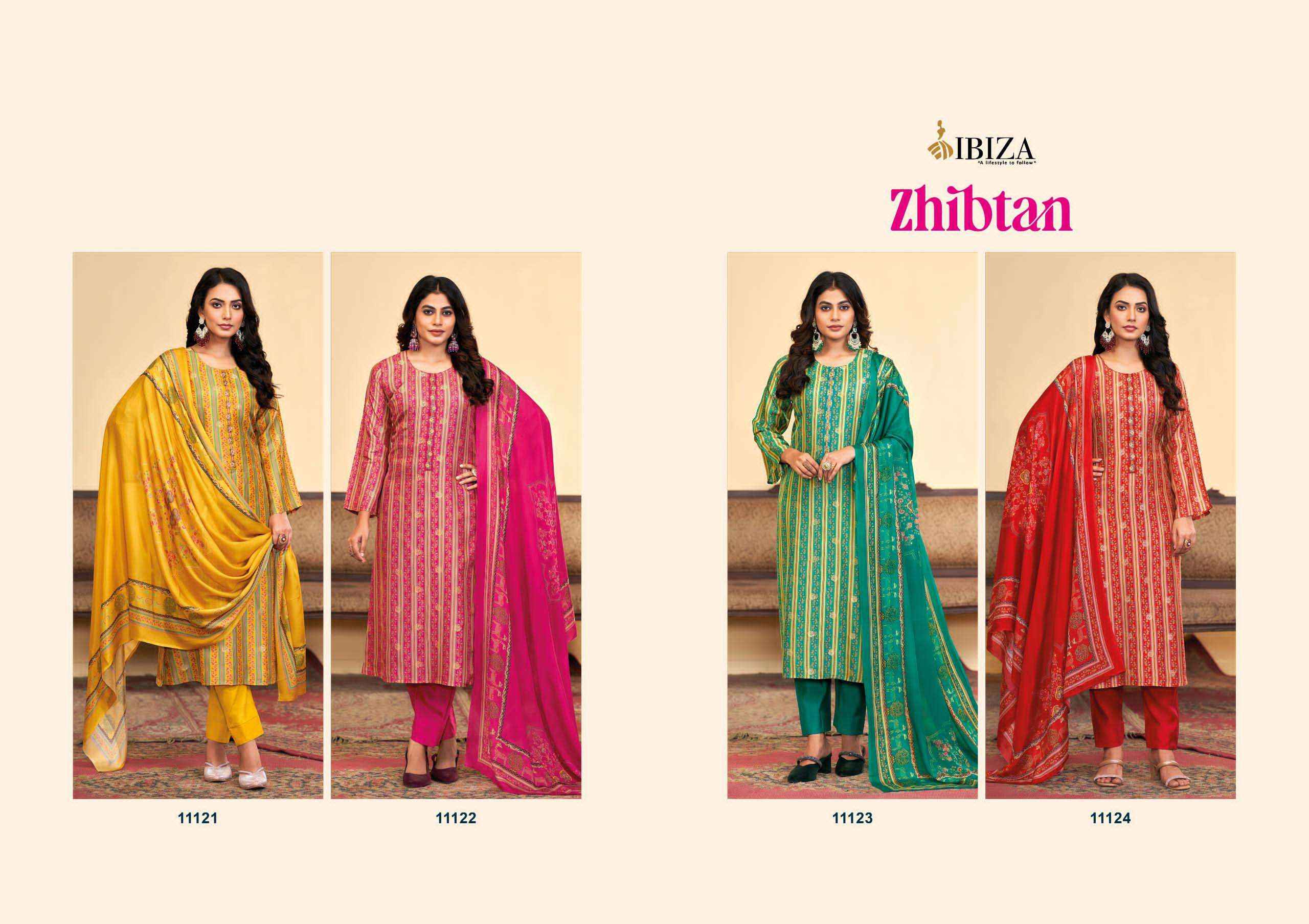 Ibiza Zhibtan Silk Jacquard Dress Material 4 pcs Catalogue
