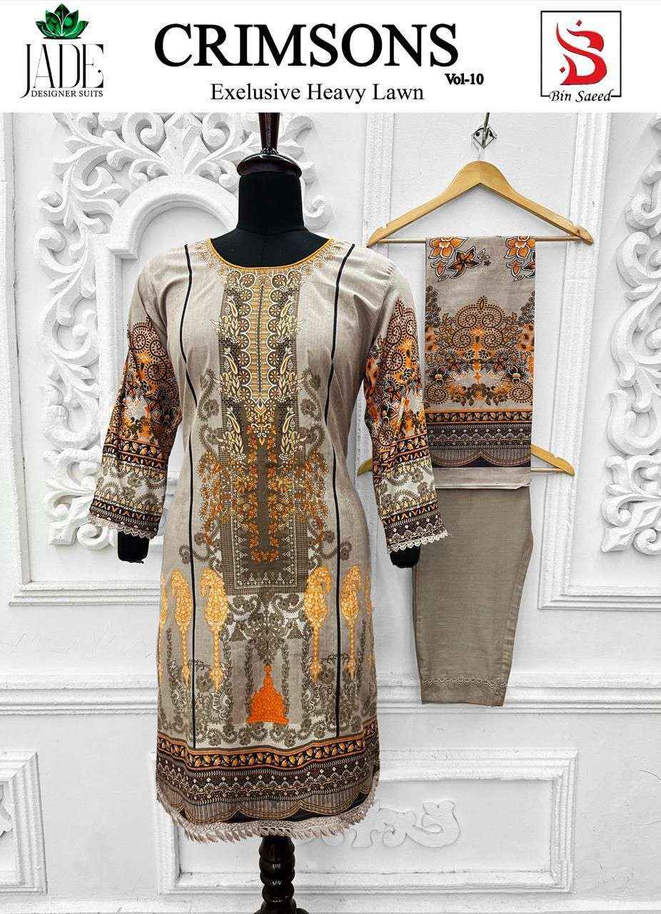 Jade Crimson Exclusive Heavy Lawn Collection Vol 10 Readymade Cotton Dress 6 pc Cataloge