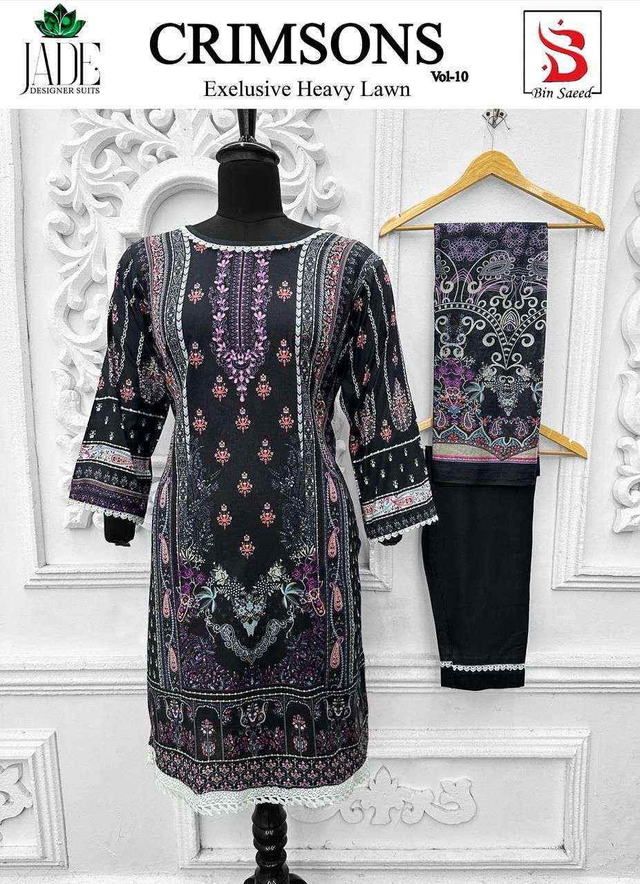 Jade Crimson Exclusive Heavy Lawn Collection Vol 10 Readymade Cotton Dress 6 pc Cataloge