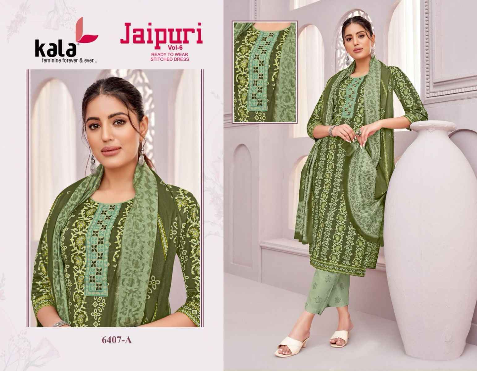 Kala Jaipuri Vol 6 Readymade Cotton Dress 12 Pc Catalog