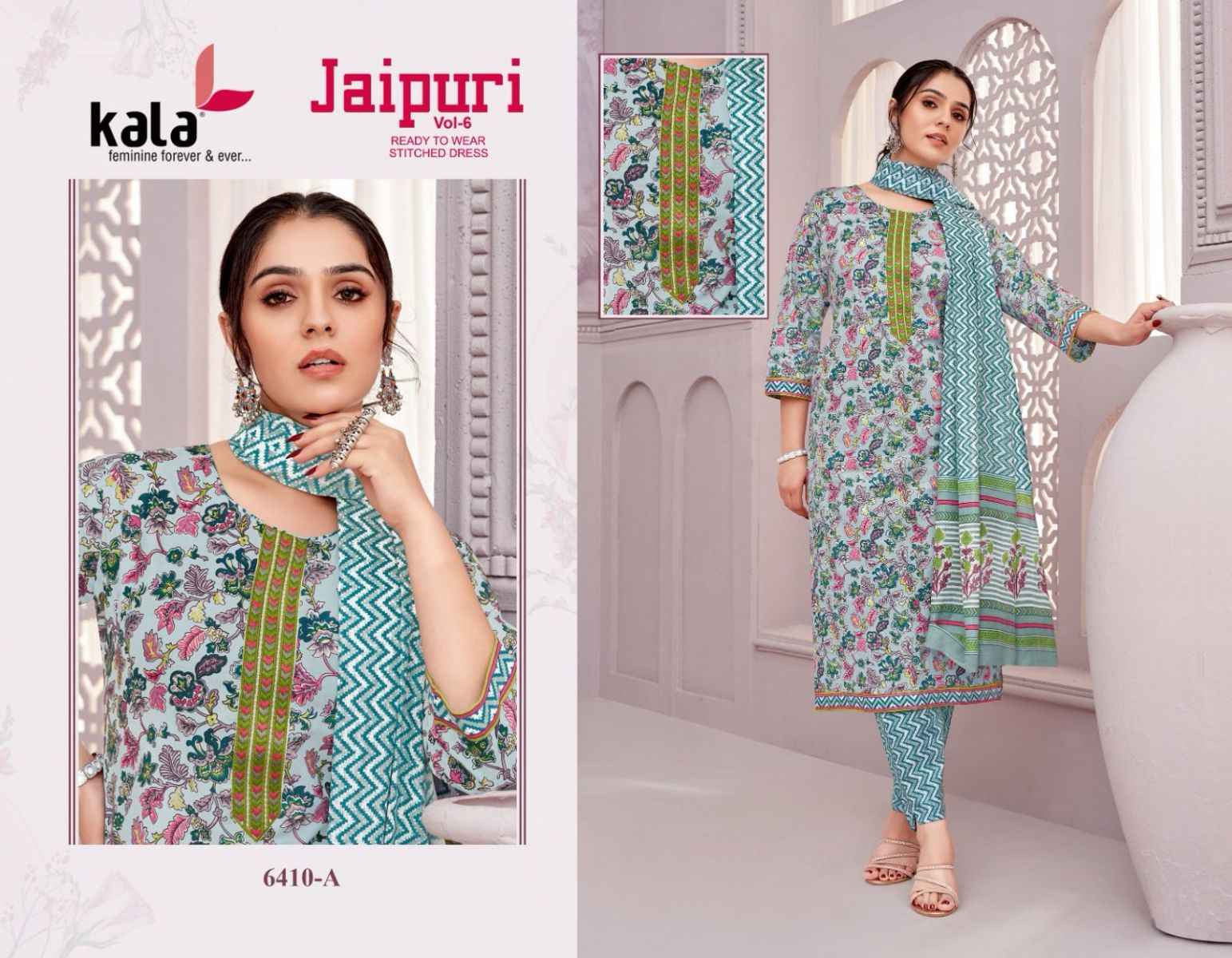 Kala Jaipuri Vol 6 Readymade Cotton Dress 12 Pc Catalog