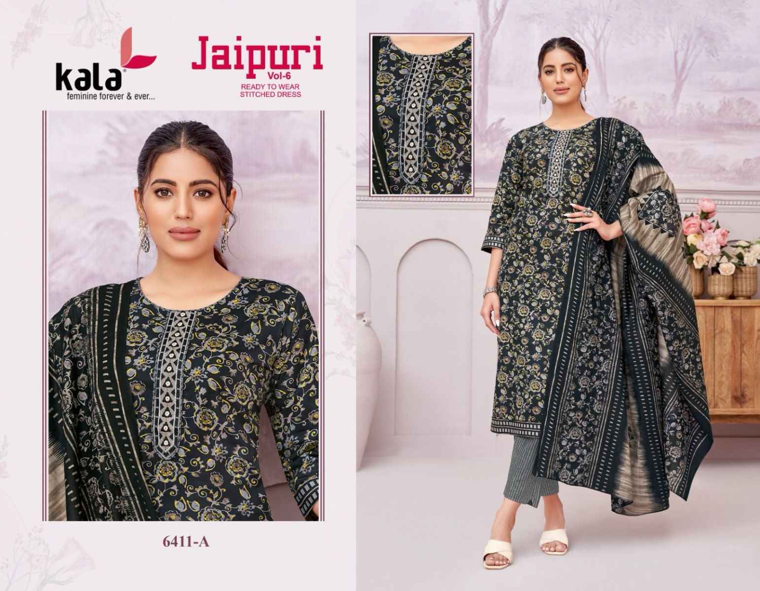 Kala Jaipuri Vol 6 Readymade Cotton Dress 12 Pc Catalog