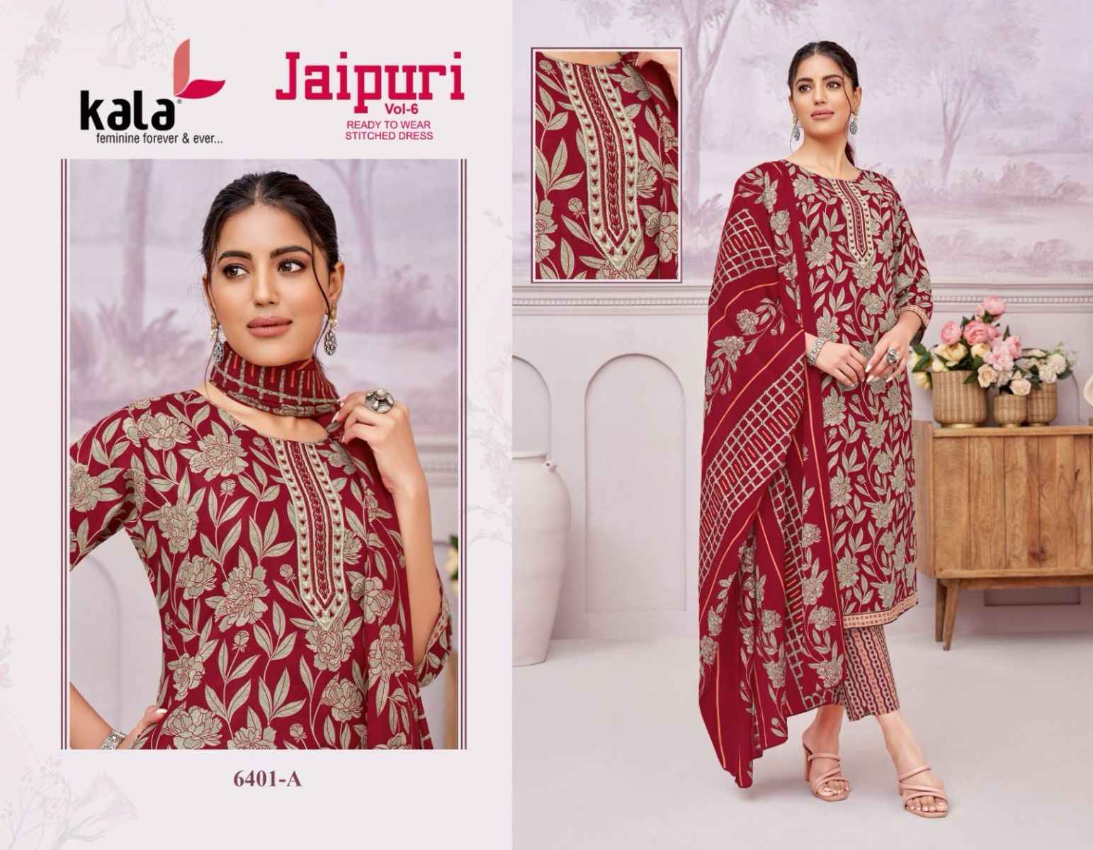 Kala Jaipuri Vol 6 Readymade Cotton Dress 12 Pc Catalog