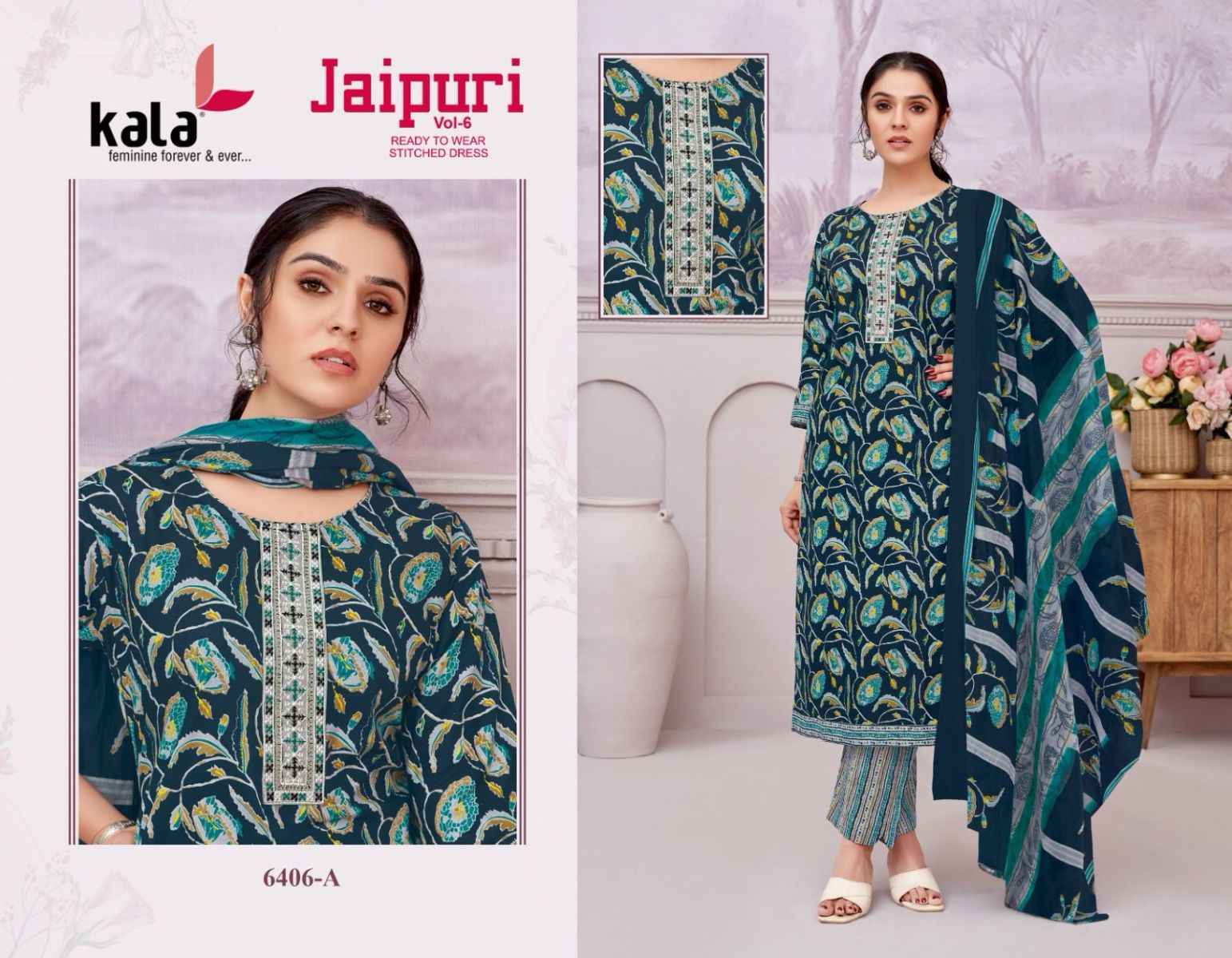 Kala Jaipuri Vol 6 Readymade Cotton Dress 12 Pc Catalog