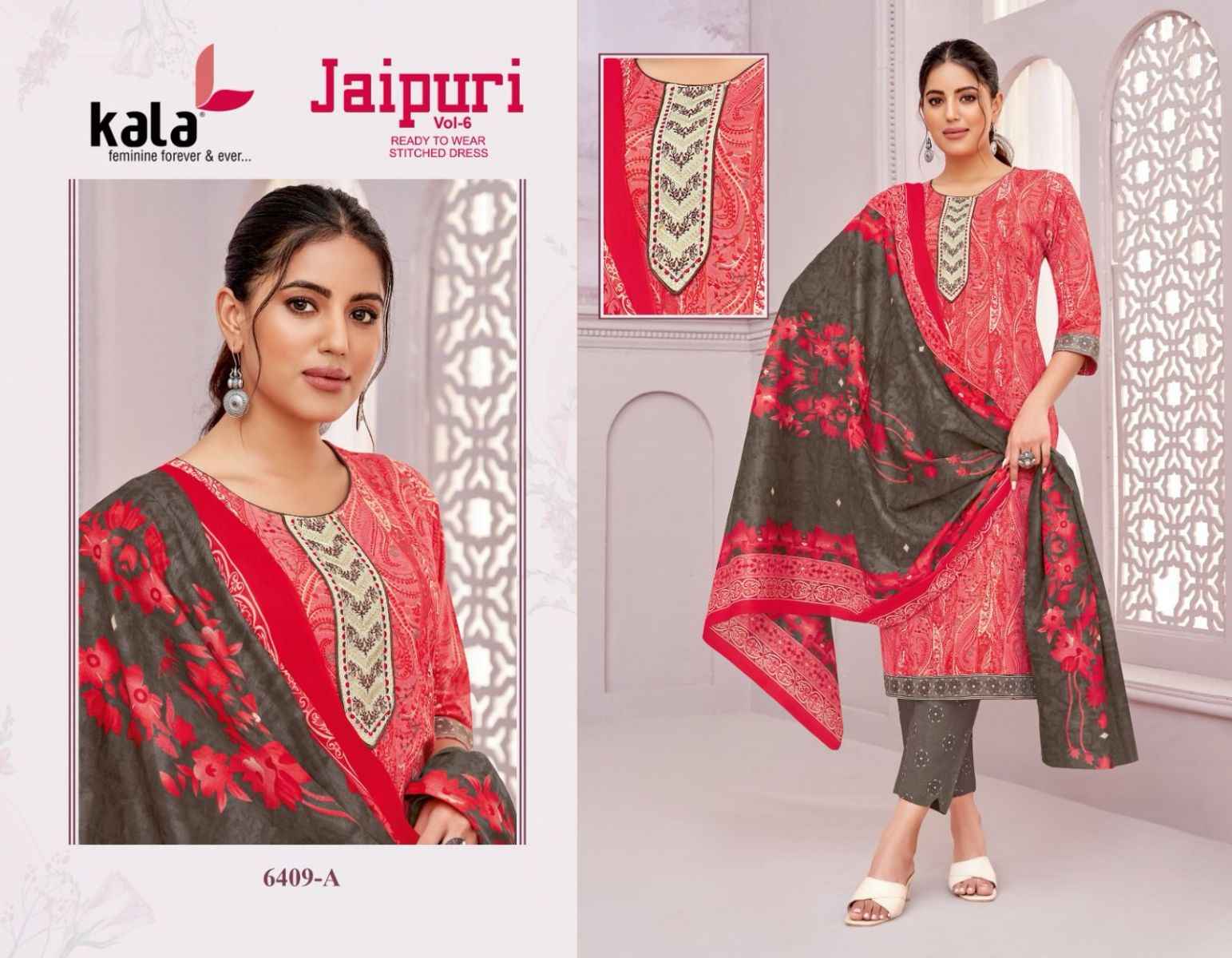 Kala Jaipuri Vol 6 Readymade Cotton Dress 12 Pc Catalog