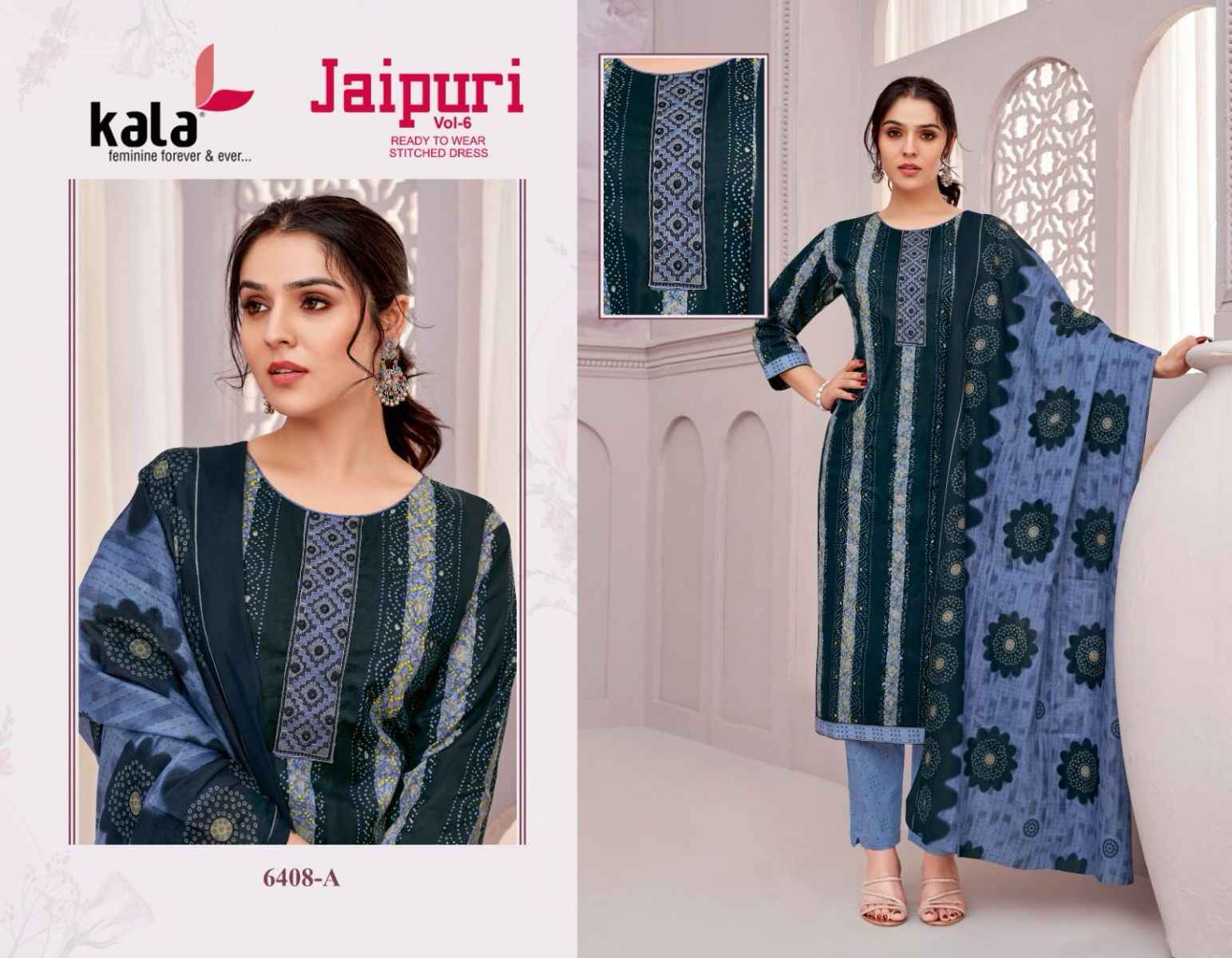 Kala Jaipuri Vol 6 Readymade Cotton Dress 12 Pc Catalog