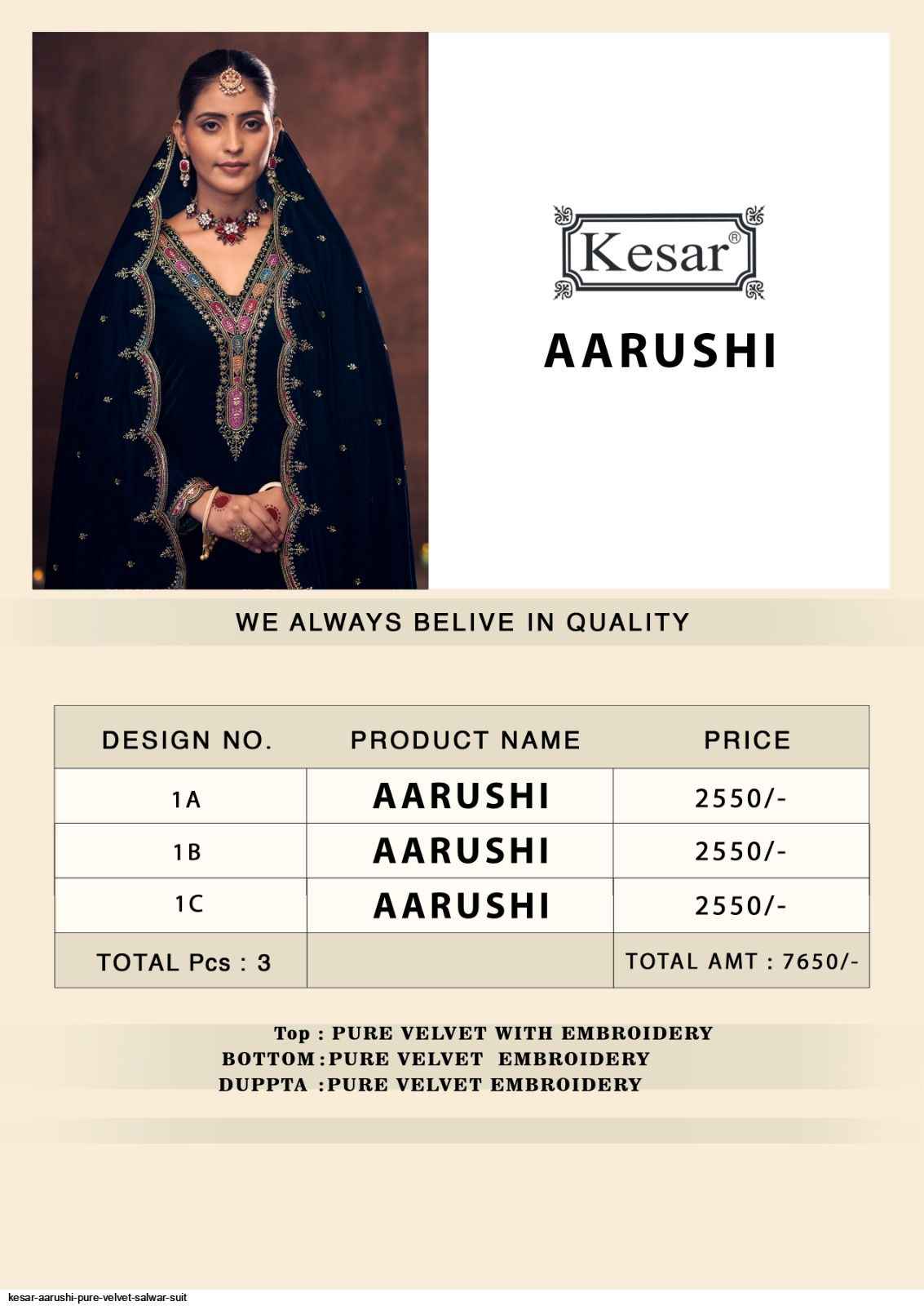 Kesar Aarushi Velvet Dress Material 3 pcs Catalogue