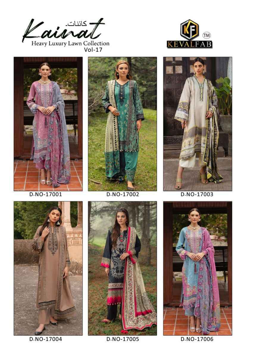 Keval Fab Kainat Vol 17 Lawn Cotton Dress Material Wholesale Cotton Dresses
