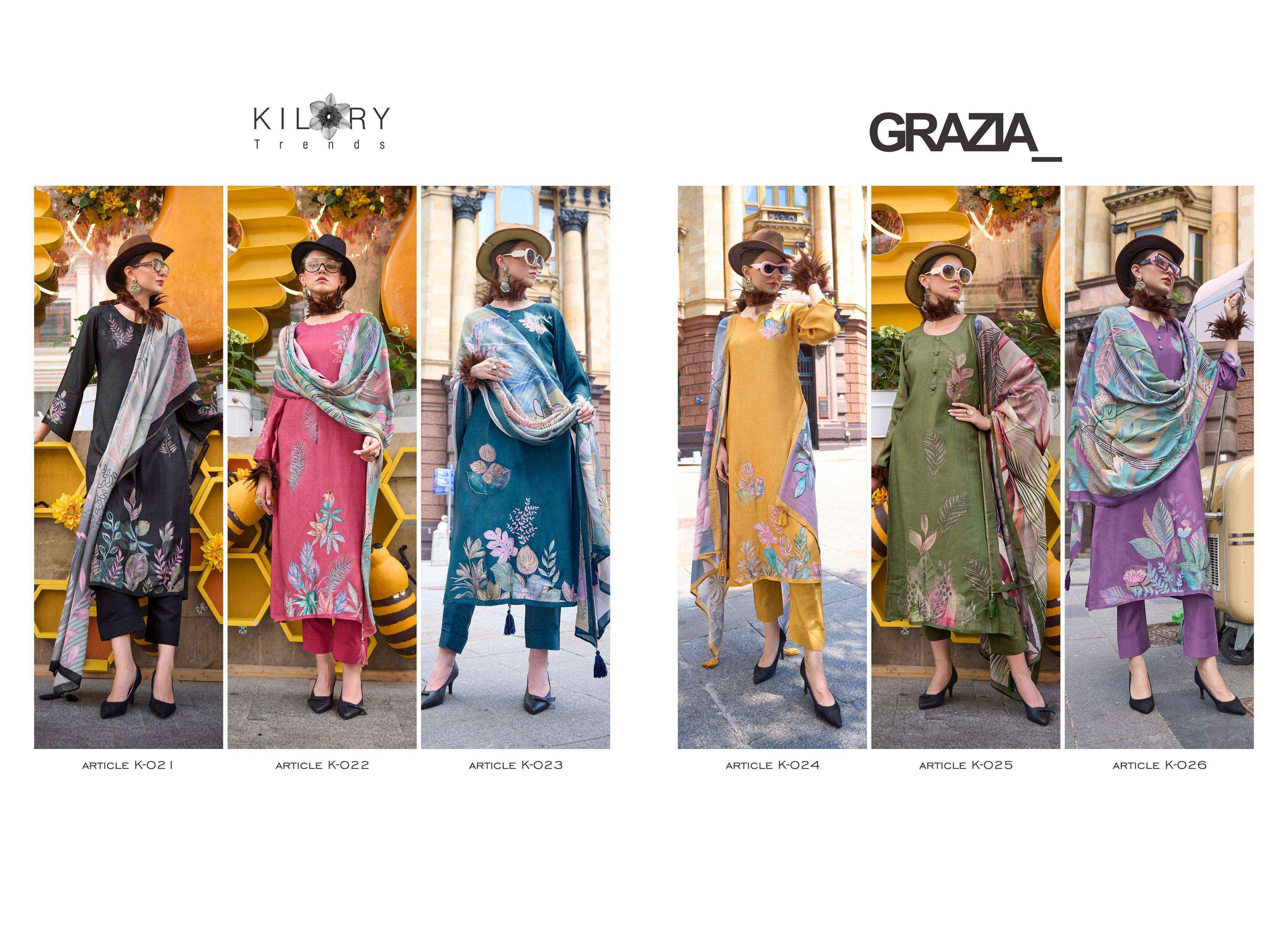 Kilory Trendz Grazia Muslin Dress Material 6 pcs Catalogue