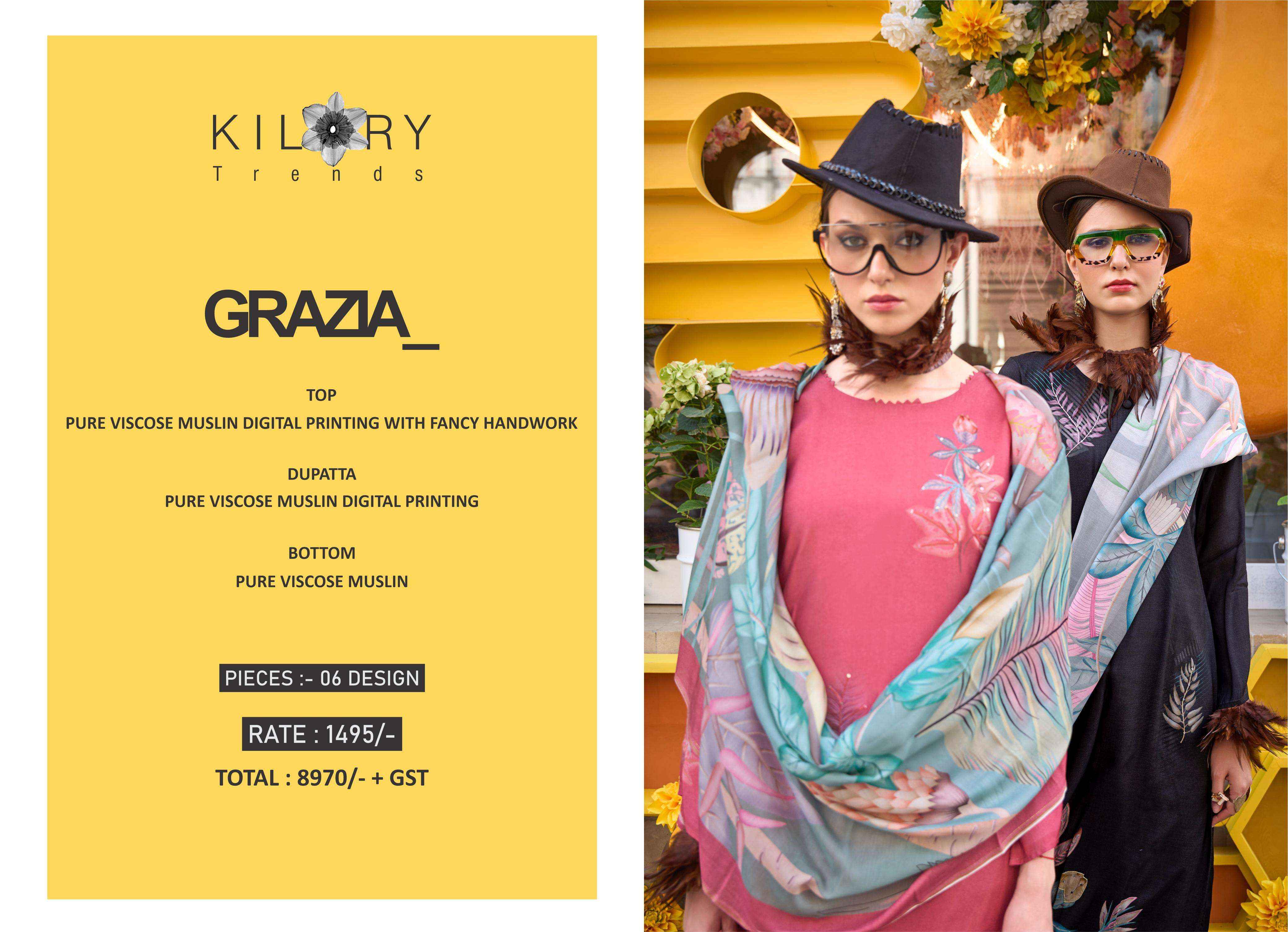 Kilory Trendz Grazia Muslin Dress Material 6 pcs Catalogue