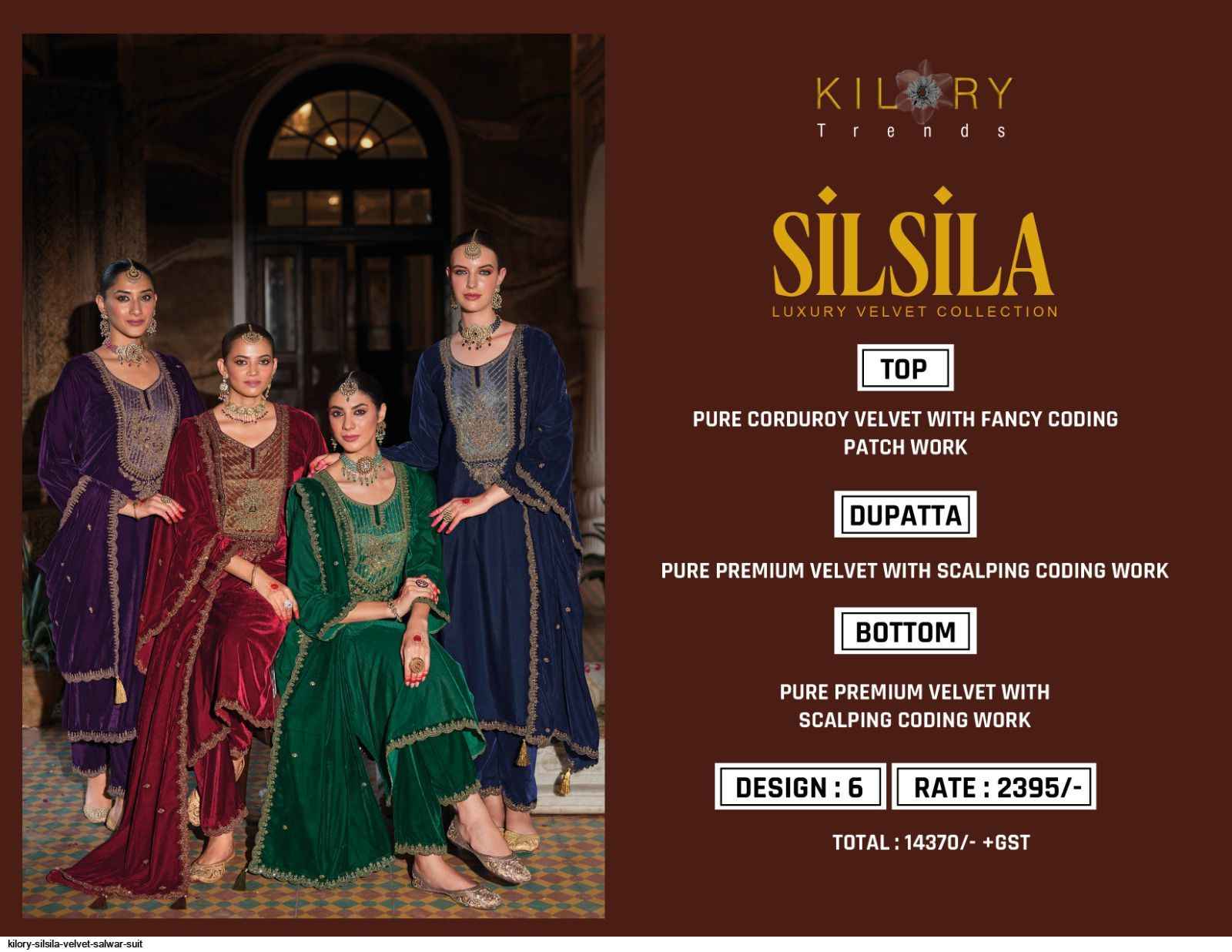 Kilory Trendz Silsila Velvet Dress Material 6 pcs Catalogue