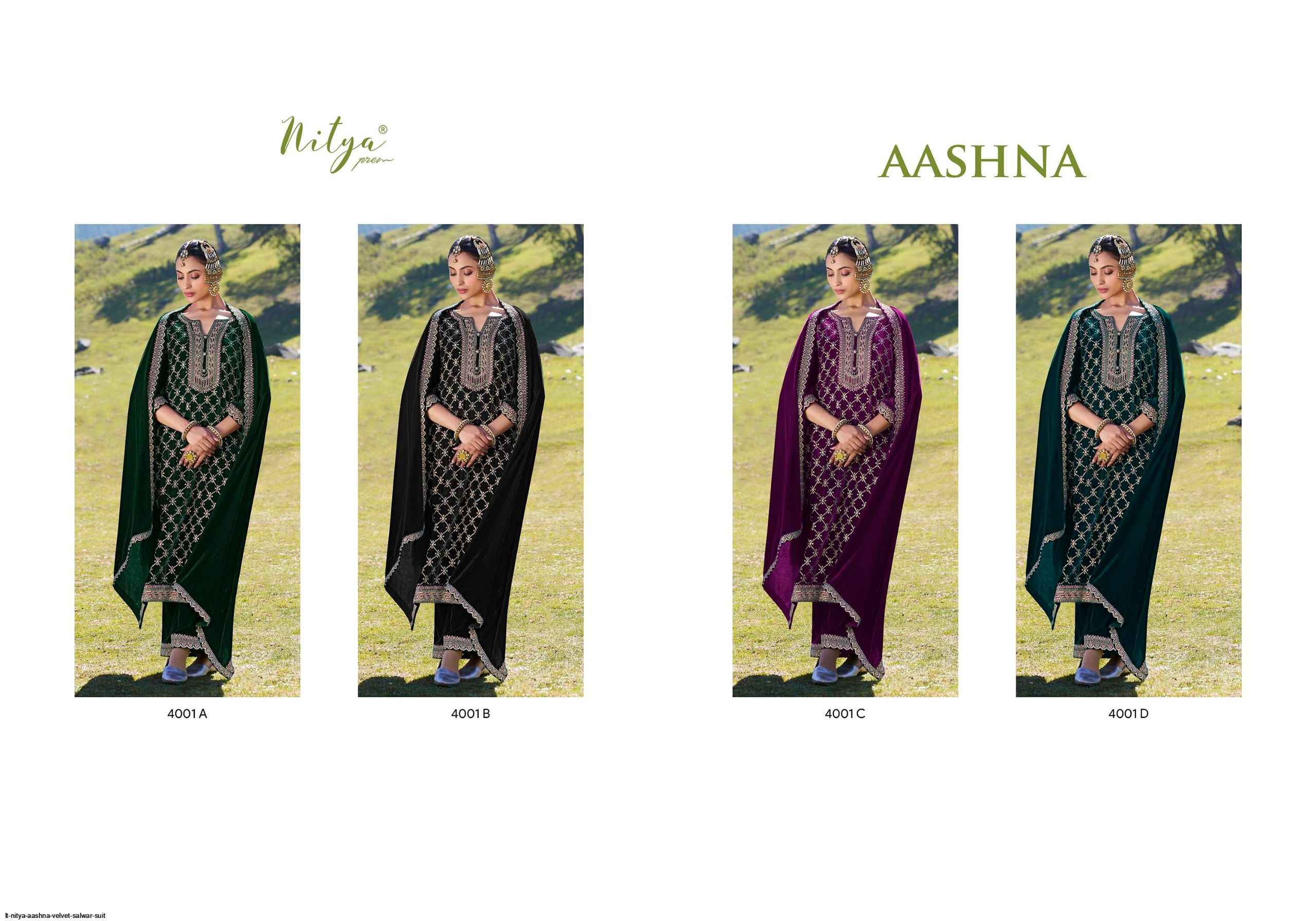 LT Nitya Aashna Velvet Dress Material 4 pcs Catalogue
