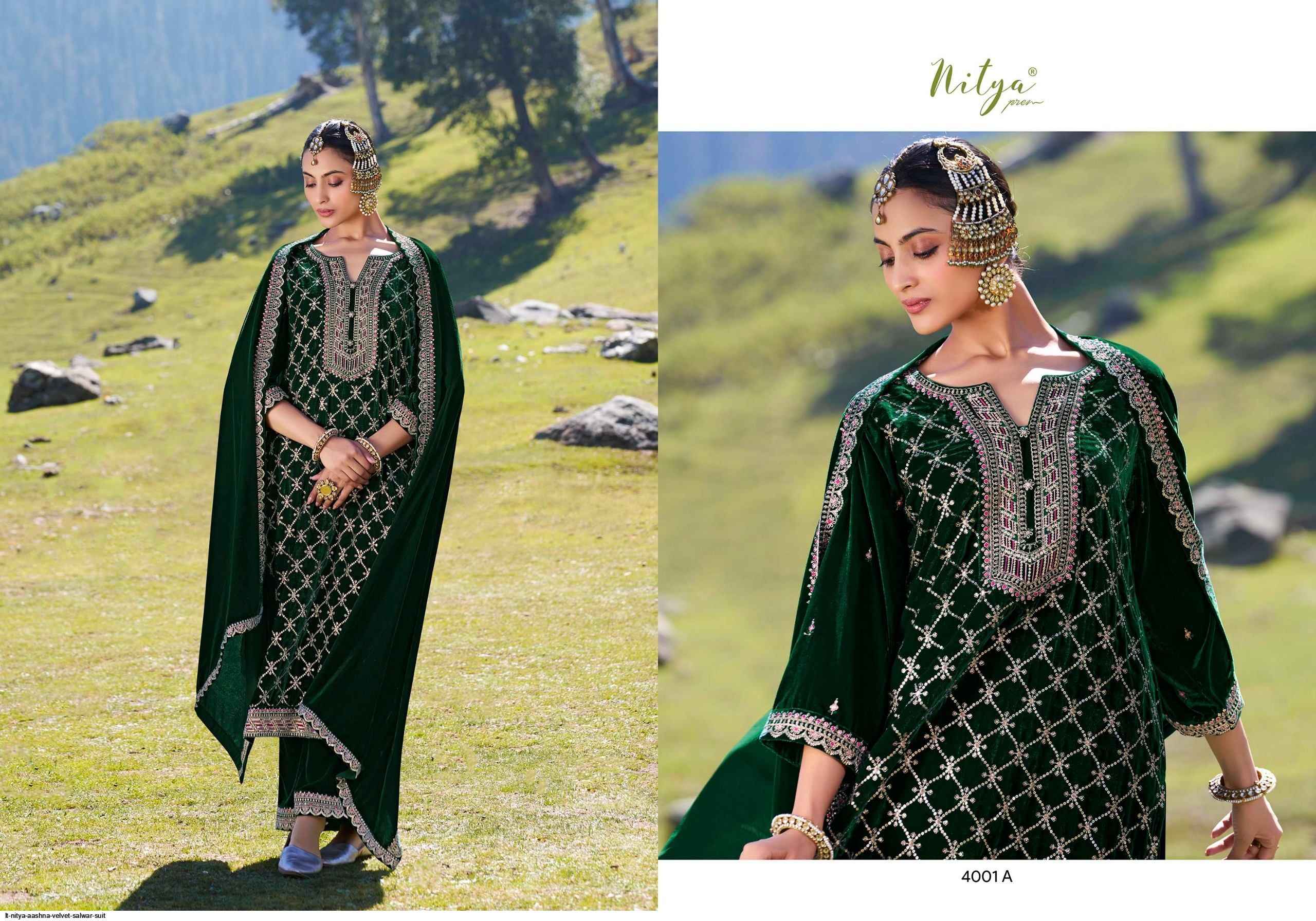 LT Nitya Aashna Velvet Dress Material 4 pcs Catalogue