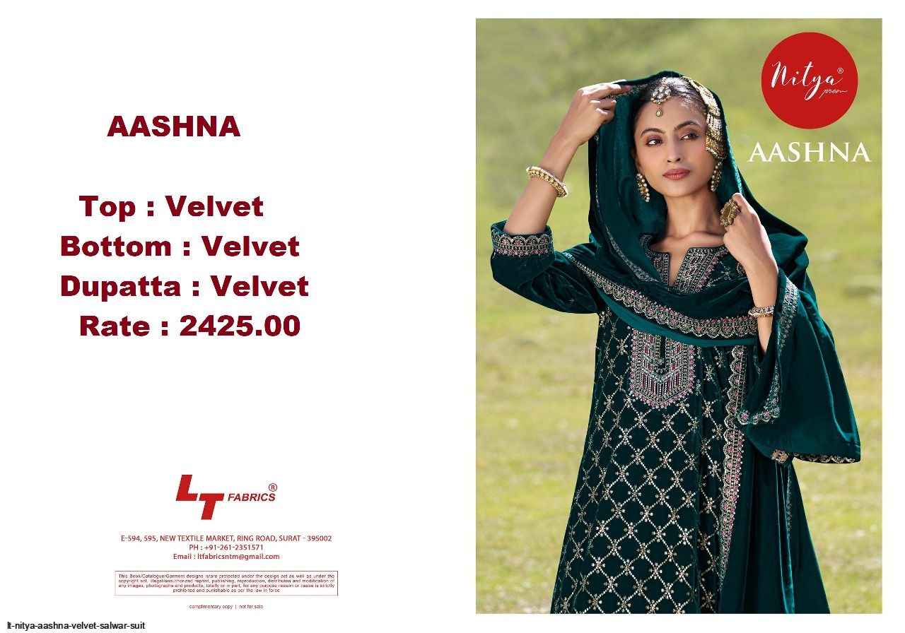 LT Nitya Aashna Velvet Dress Material 4 pcs Catalogue