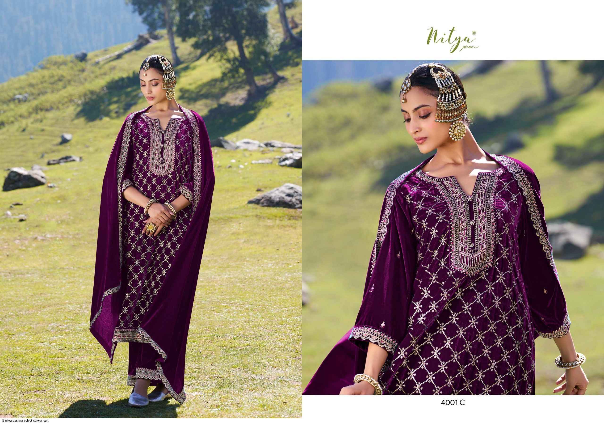 LT Nitya Aashna Velvet Dress Material 4 pcs Catalogue