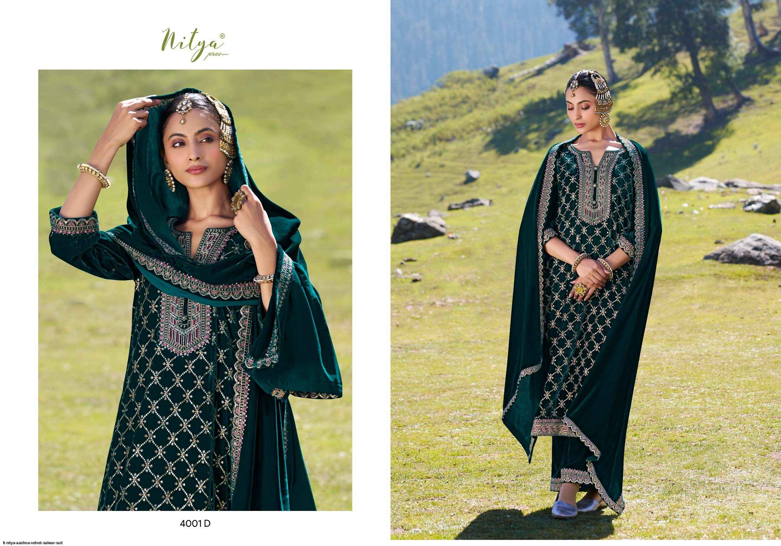 LT Nitya Aashna Velvet Dress Material 4 pcs Catalogue