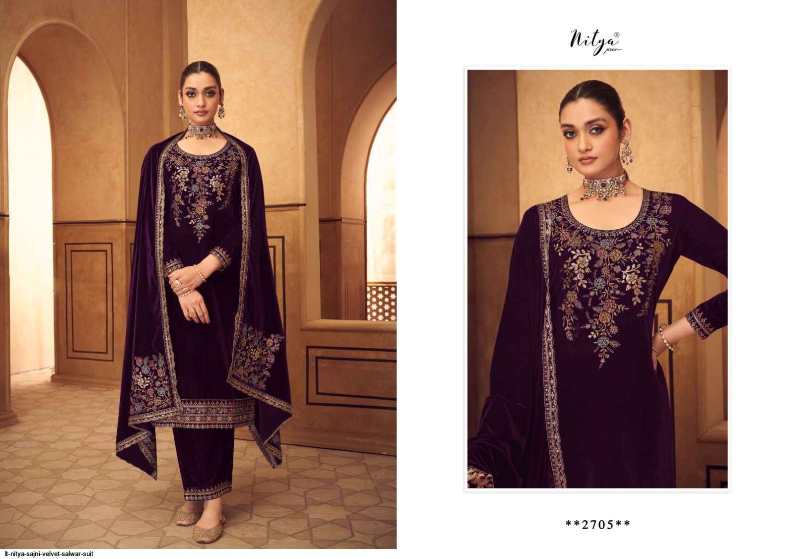 LT Nitya Sajni Velvet Dress Material 5 pcs Catalogue