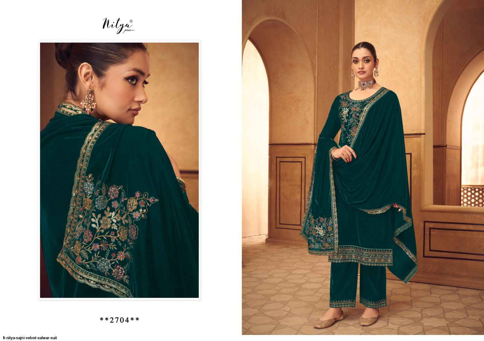 LT Nitya Sajni Velvet Dress Material 5 pcs Catalogue