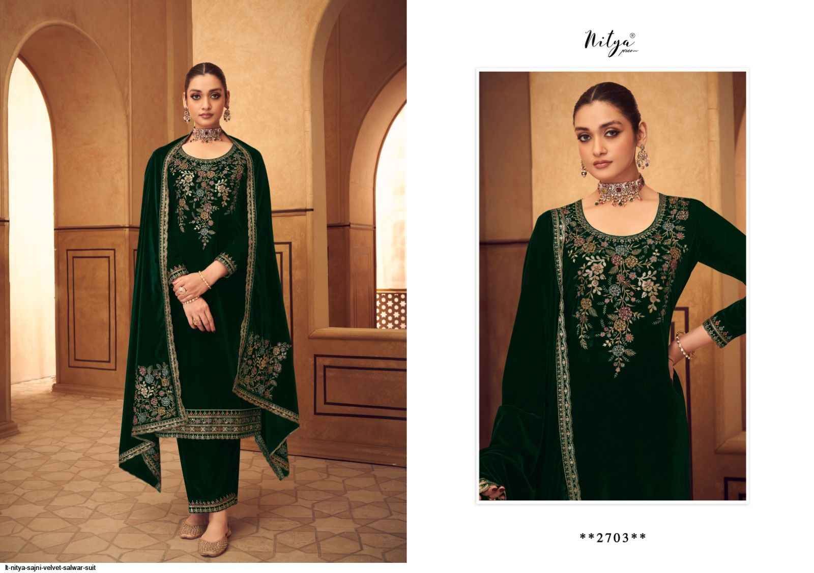 LT Nitya Sajni Velvet Dress Material 5 pcs Catalogue