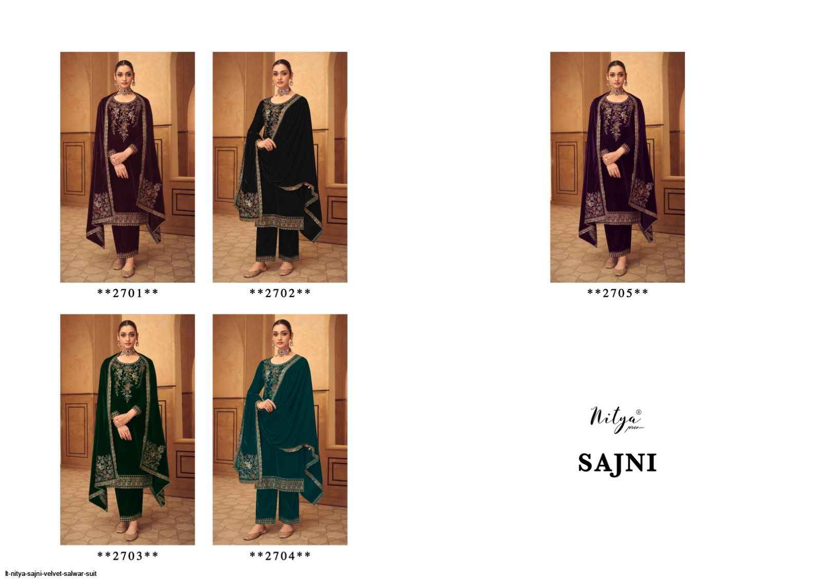 LT Nitya Sajni Velvet Dress Material 5 pcs Catalogue