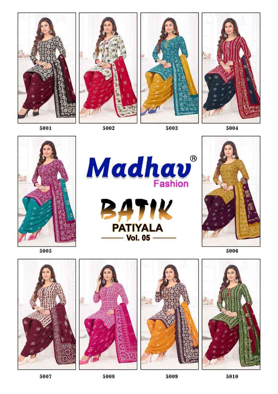 Madhav Fashion Batik Patiyala Vol 5 Cotton Dress Material 10 pcs Catalogue
